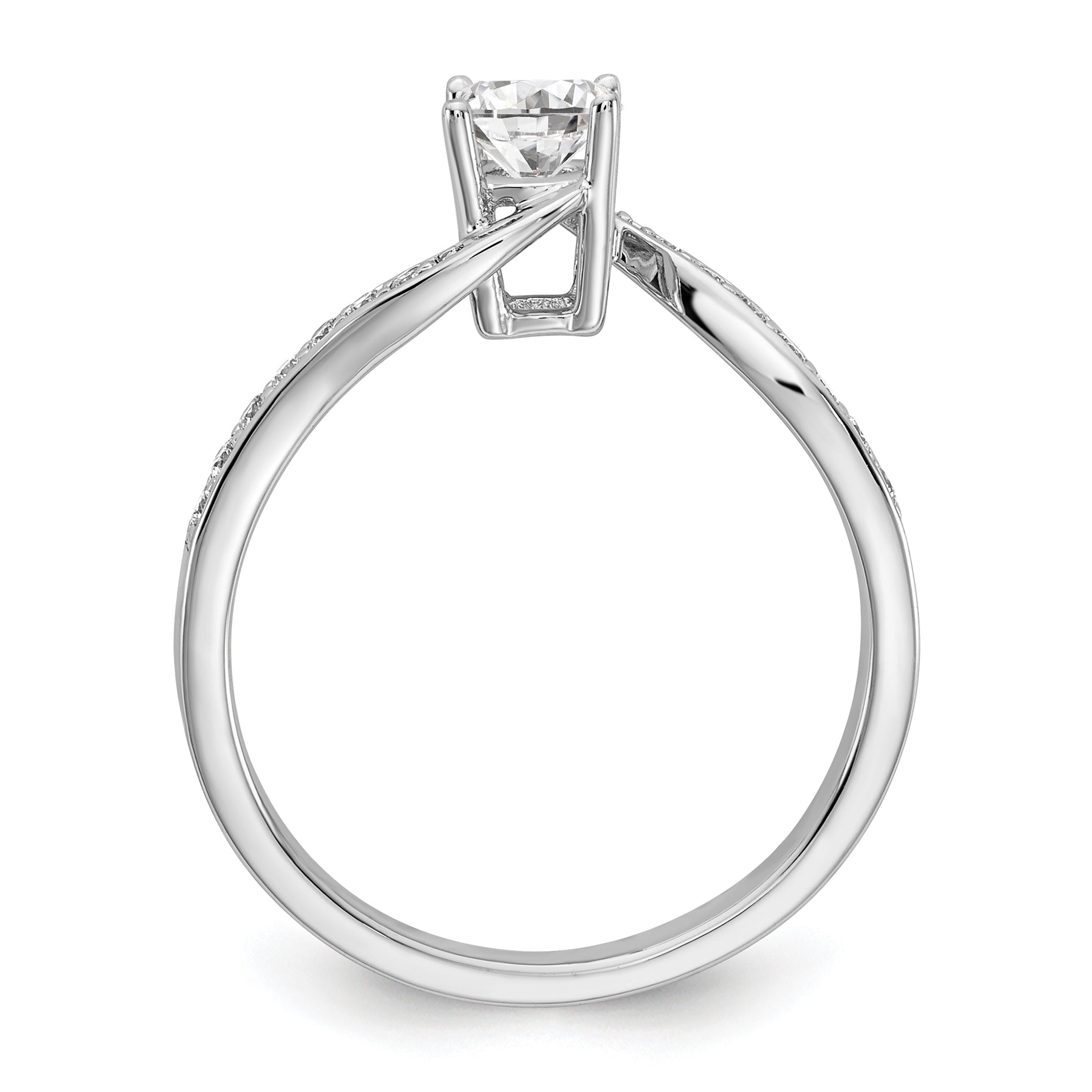 14k White Gold Lab Grown Diamond Round By-Pass Engagement Ring