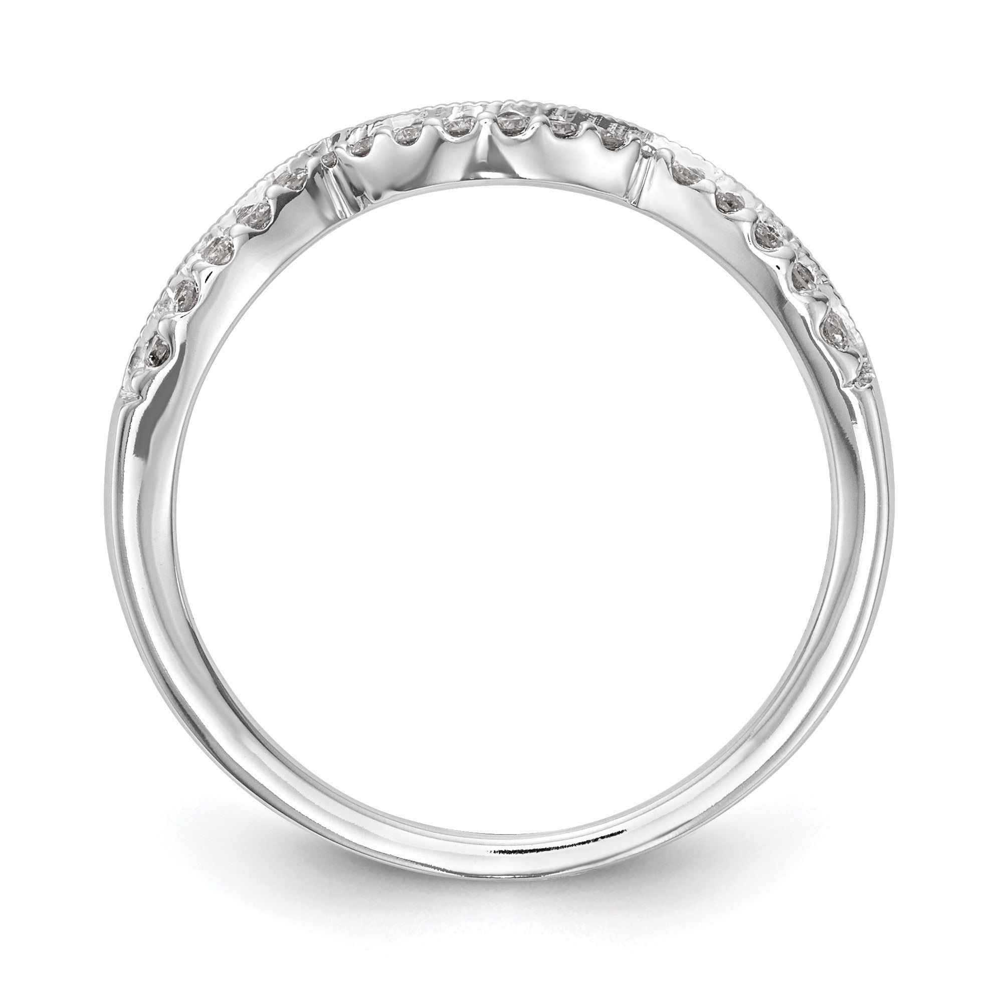 Round Lab Diamond Pavé 14K White Gold Curved Wedding Enhancer Band