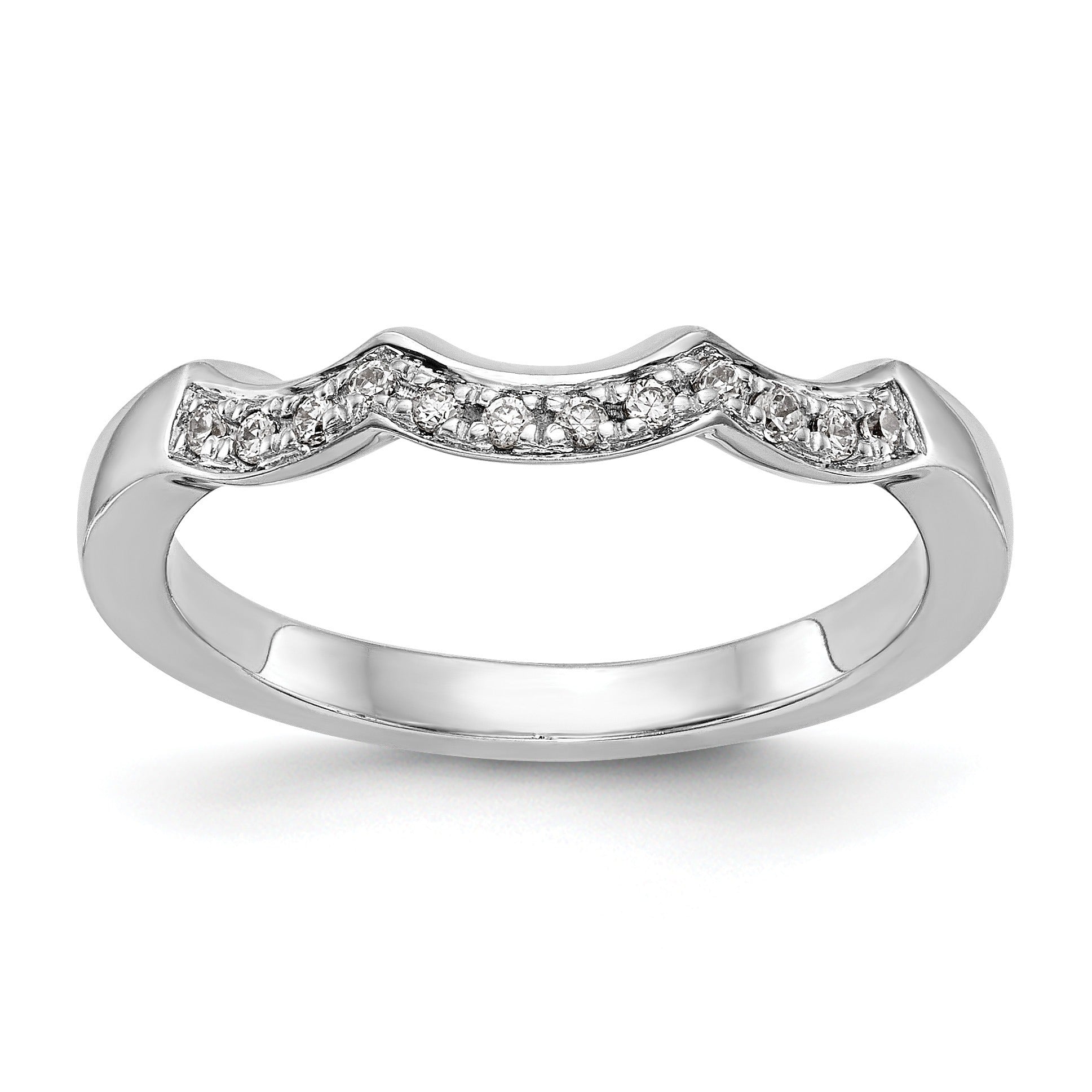 0.12 Ct Round White Lab Grown Diamond Pavé 14K White Gold Wedding Band Enhancer
