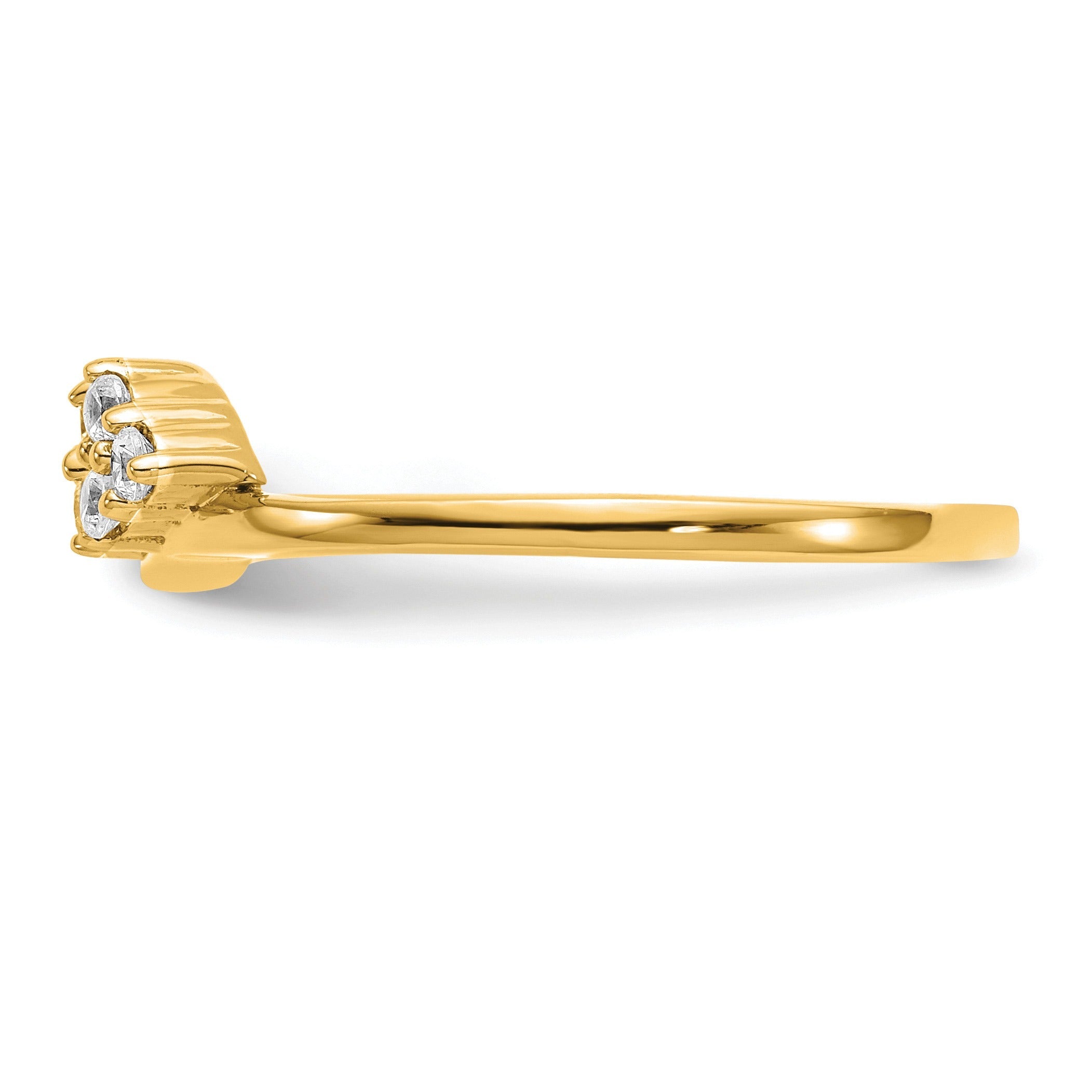 Round Lab Grown Diamond Prong 14K Yellow Gold Tri-Cluster Ring Wrap Enhancer Band