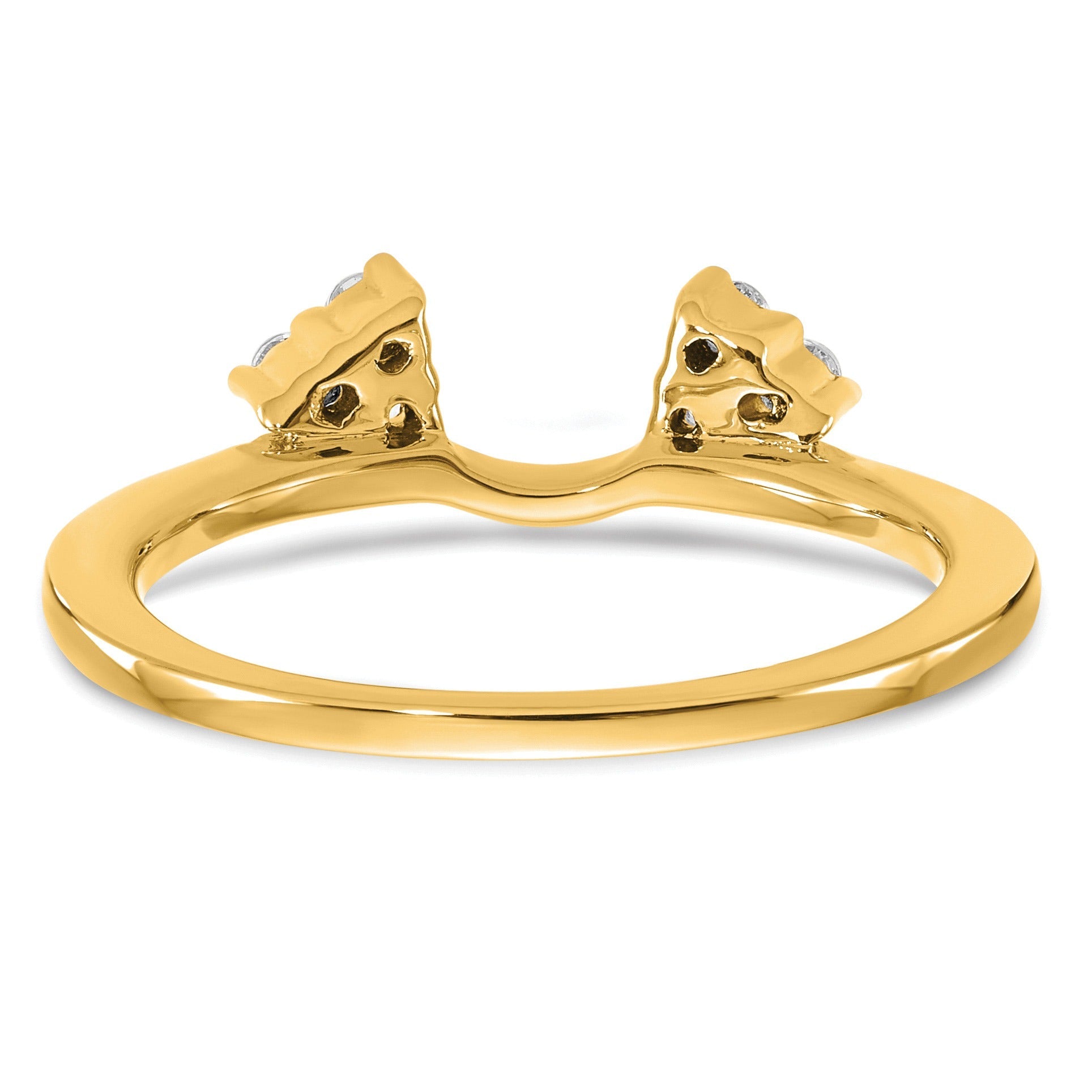 Round Lab Grown Diamond Prong 14K Yellow Gold Tri-Cluster Ring Wrap Enhancer Band