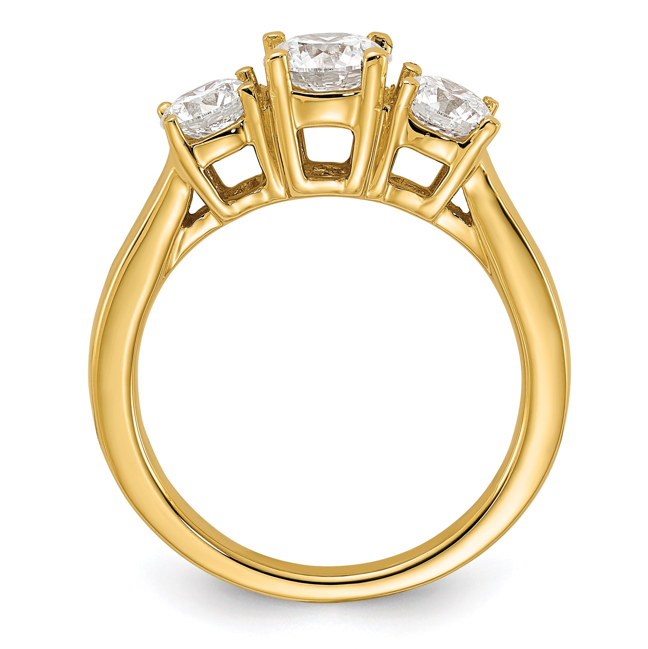14K Gold Lab Grown Diamond 3-Stone Engagement Ring