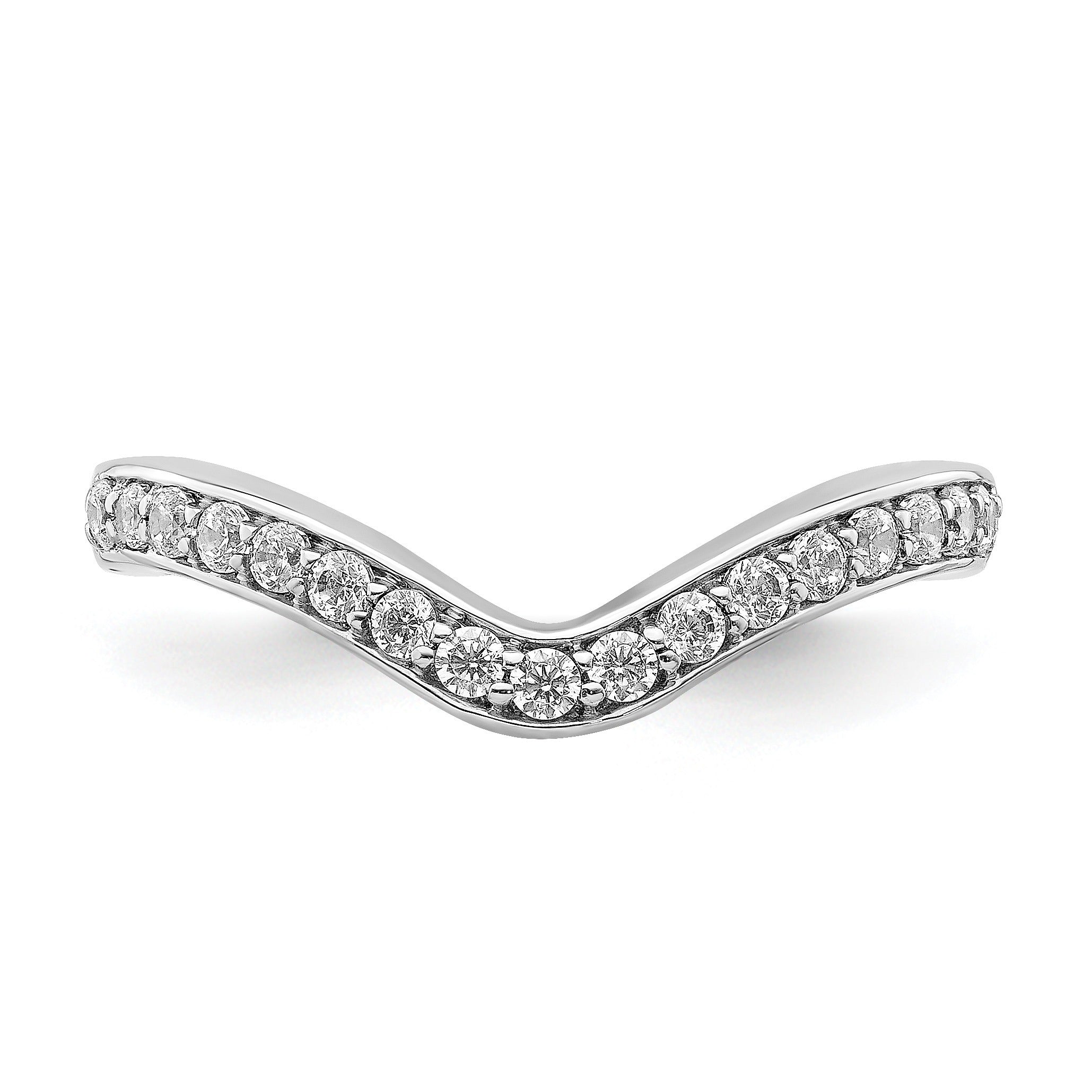Round Lab Grown Diamond Pavé 14K White Gold Curved Ring Guard Enhancer Band
