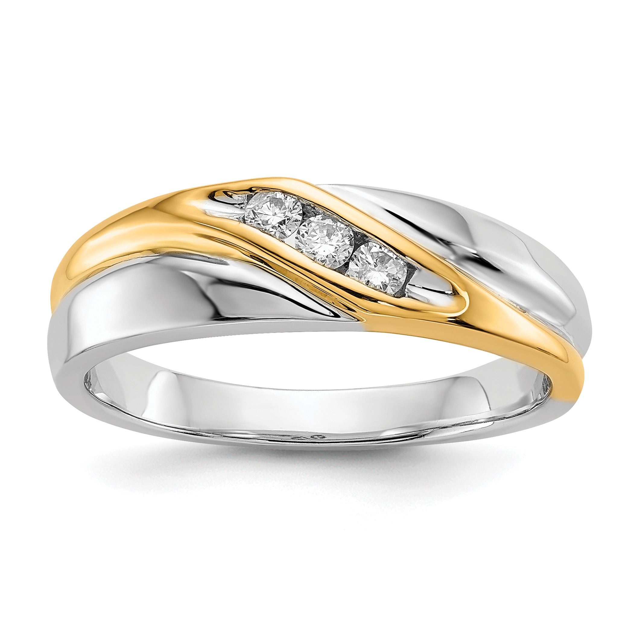 1/6 ct Lab Grown Diamond Four Stone Men's Band Ring 14k Two-tone