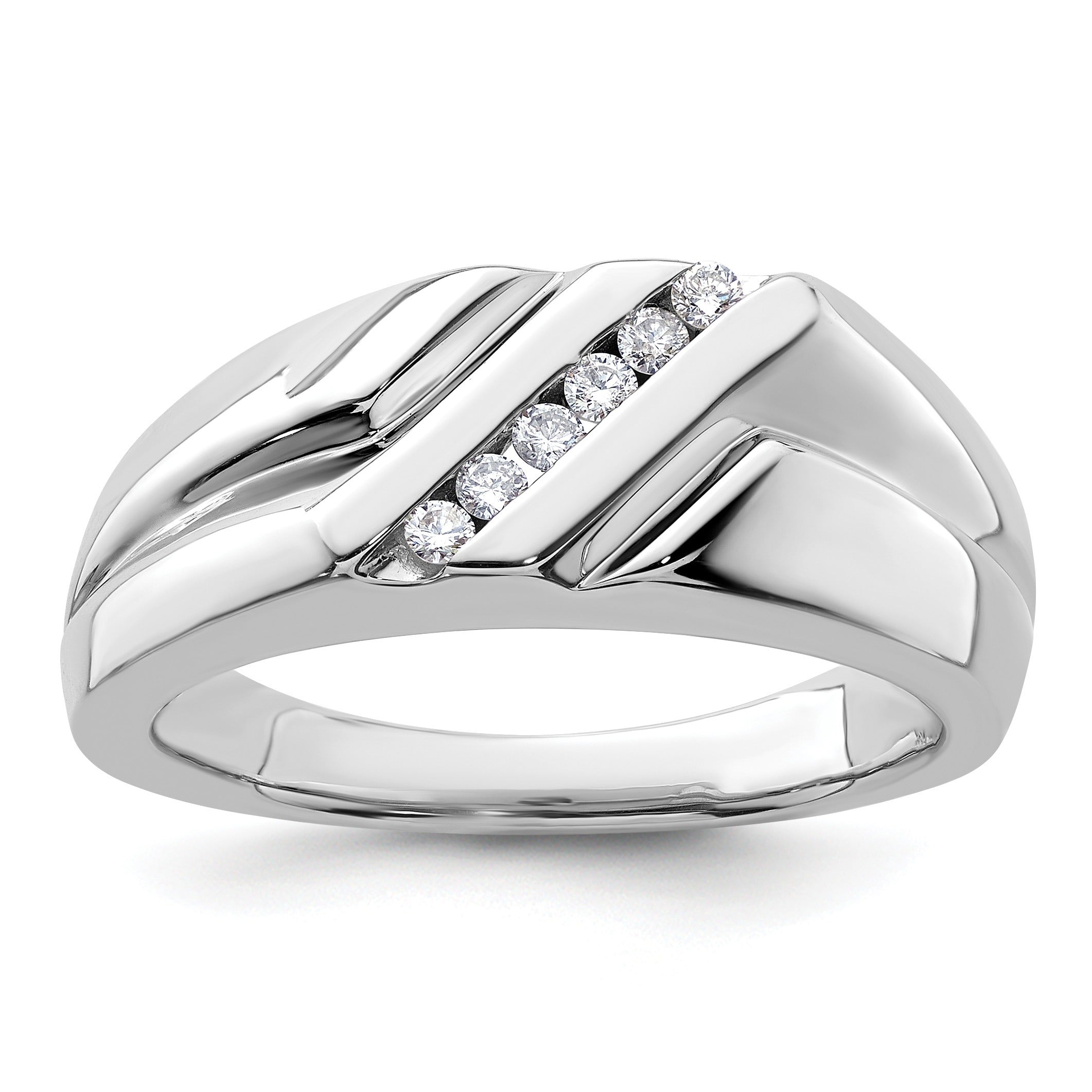 14k White Gold 1/6 ct Lab Grown Diamond Six Stone Men's Ring