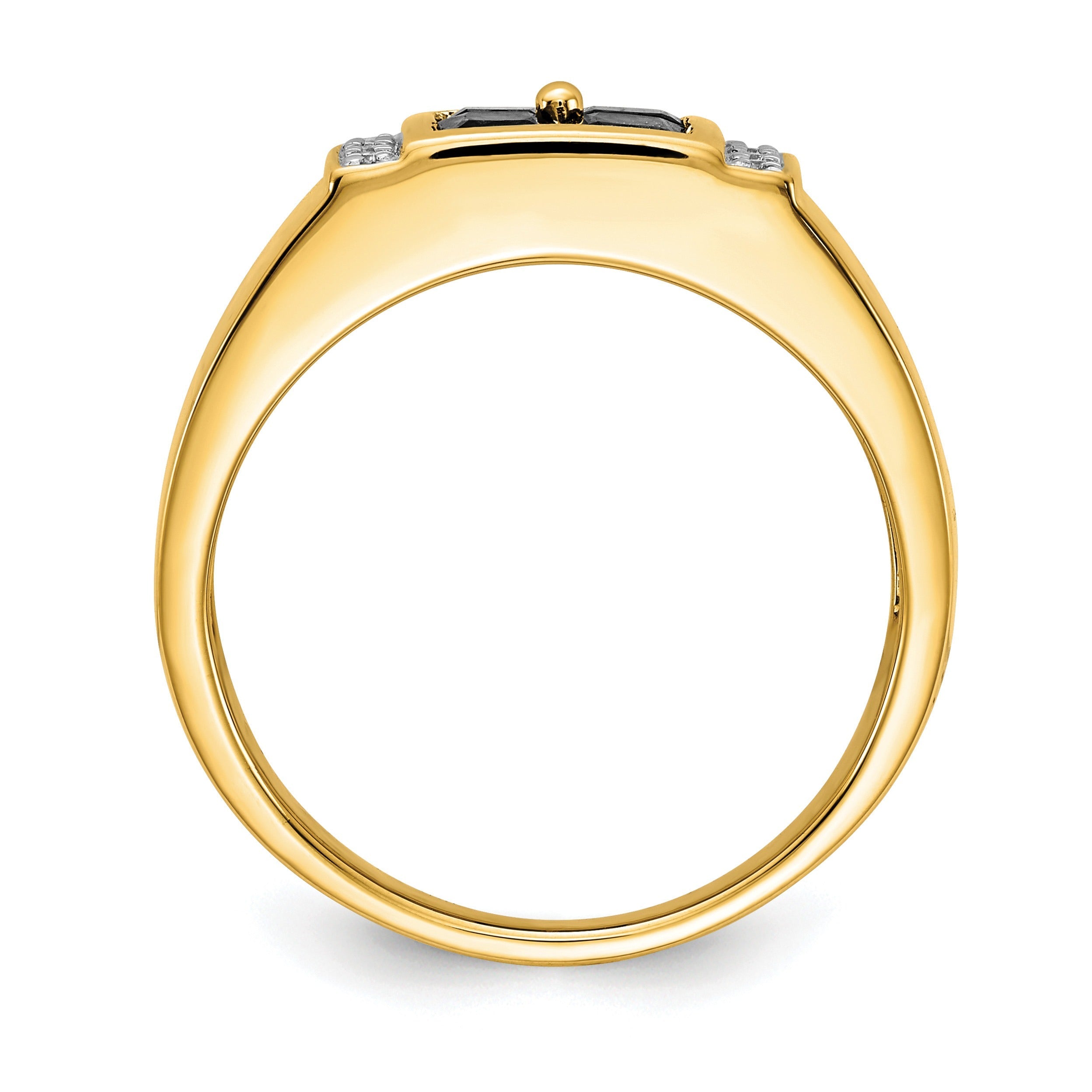 Lab Grown Diamond and Lab Created Blue Sapphire Men's Ring 1/20 ct 14k Yellow Gold