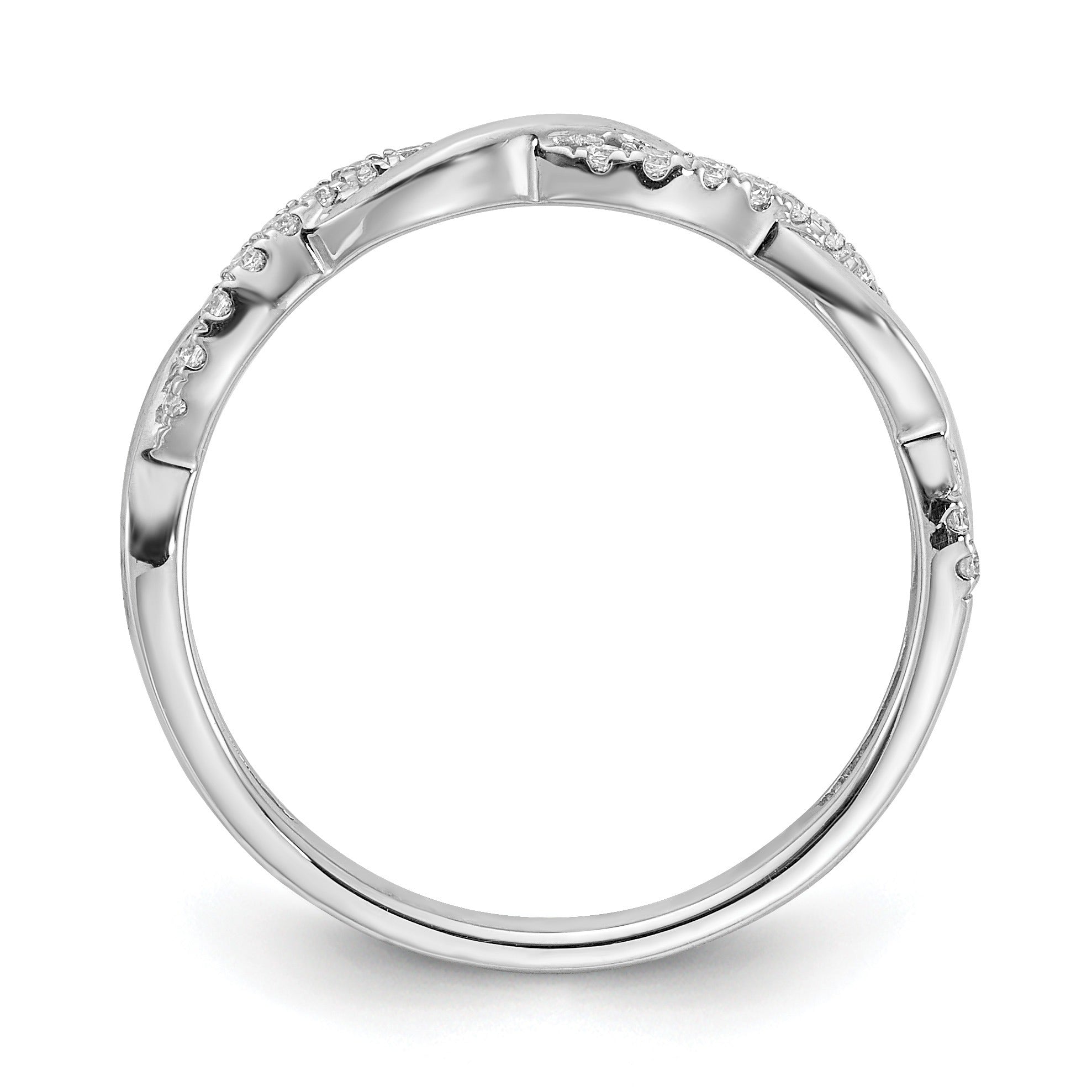 10K White Gold Diamond Round Twisted Wedding Band