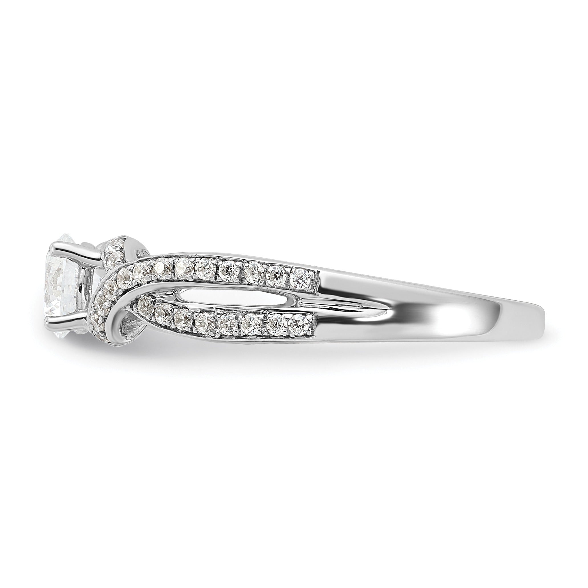 10k White Gold Lab Grown Diamond Twist Bypass Engagment Ring