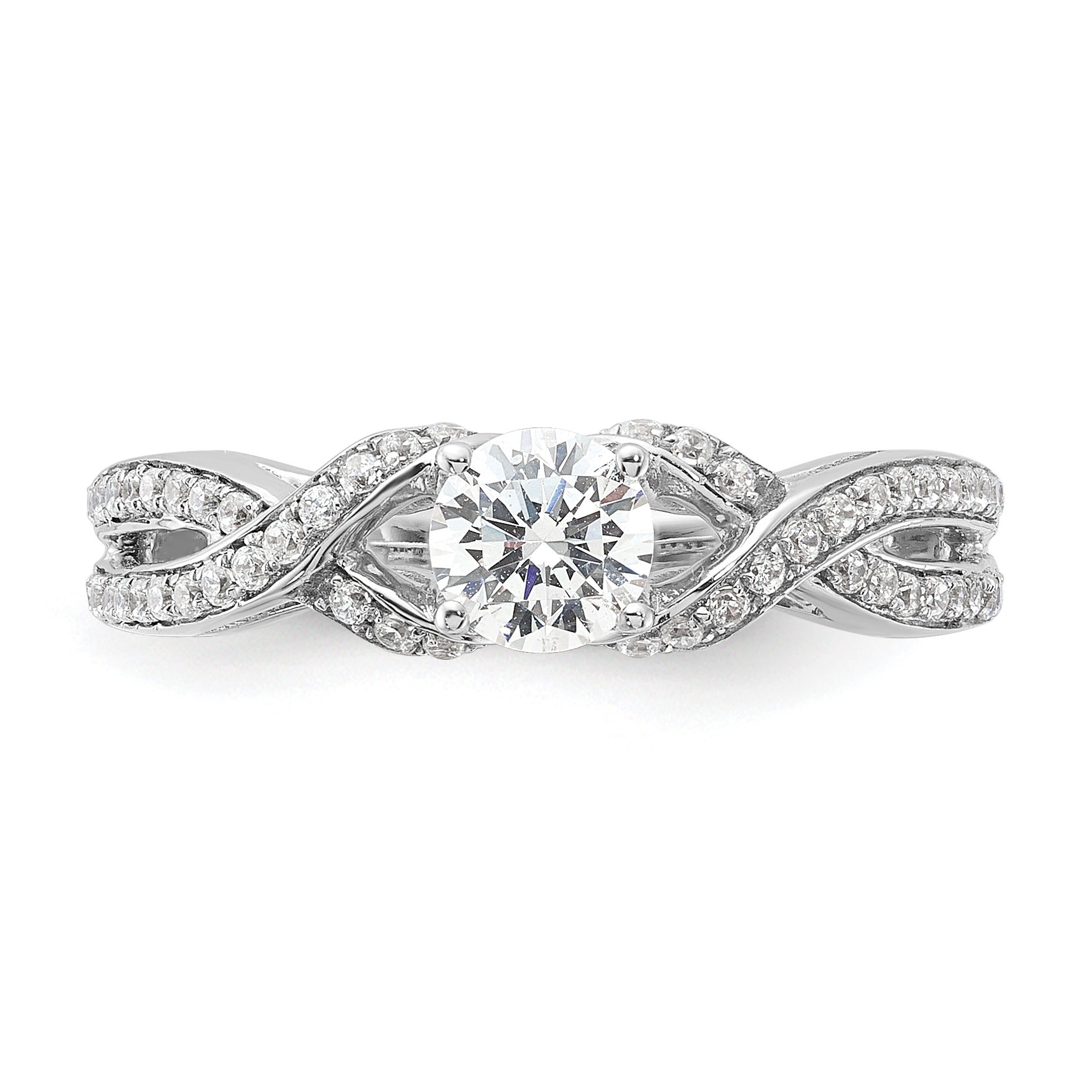 14k White Gold Lab Grown Diamond Twist Bypass Engagment Ring