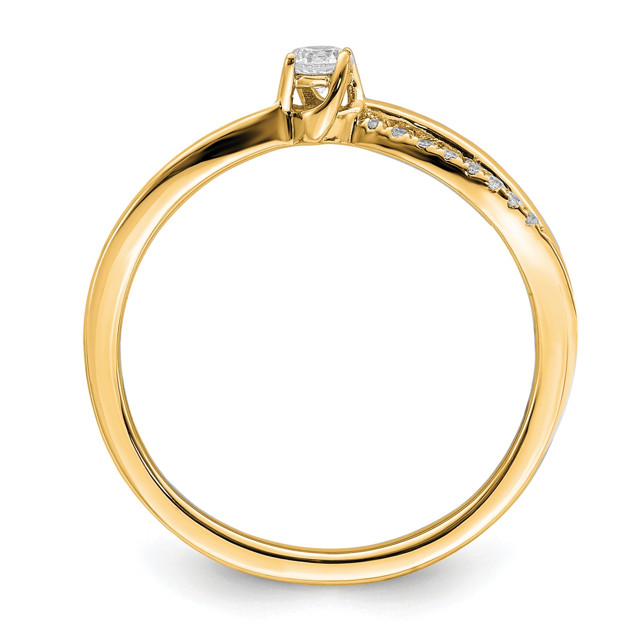14K Yellow Gold Lab Grown Diamond Round Petite Infinity Ring