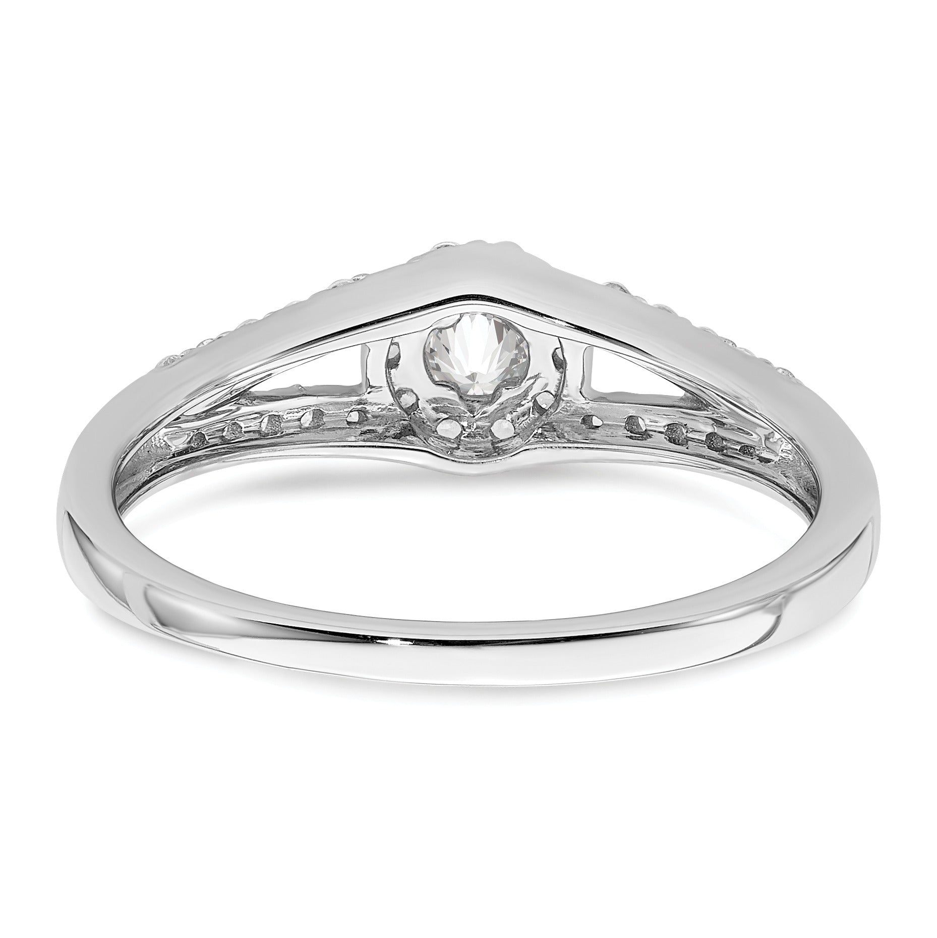10k White Gold Lab Grown Diamond Round Halo Engagement Ring