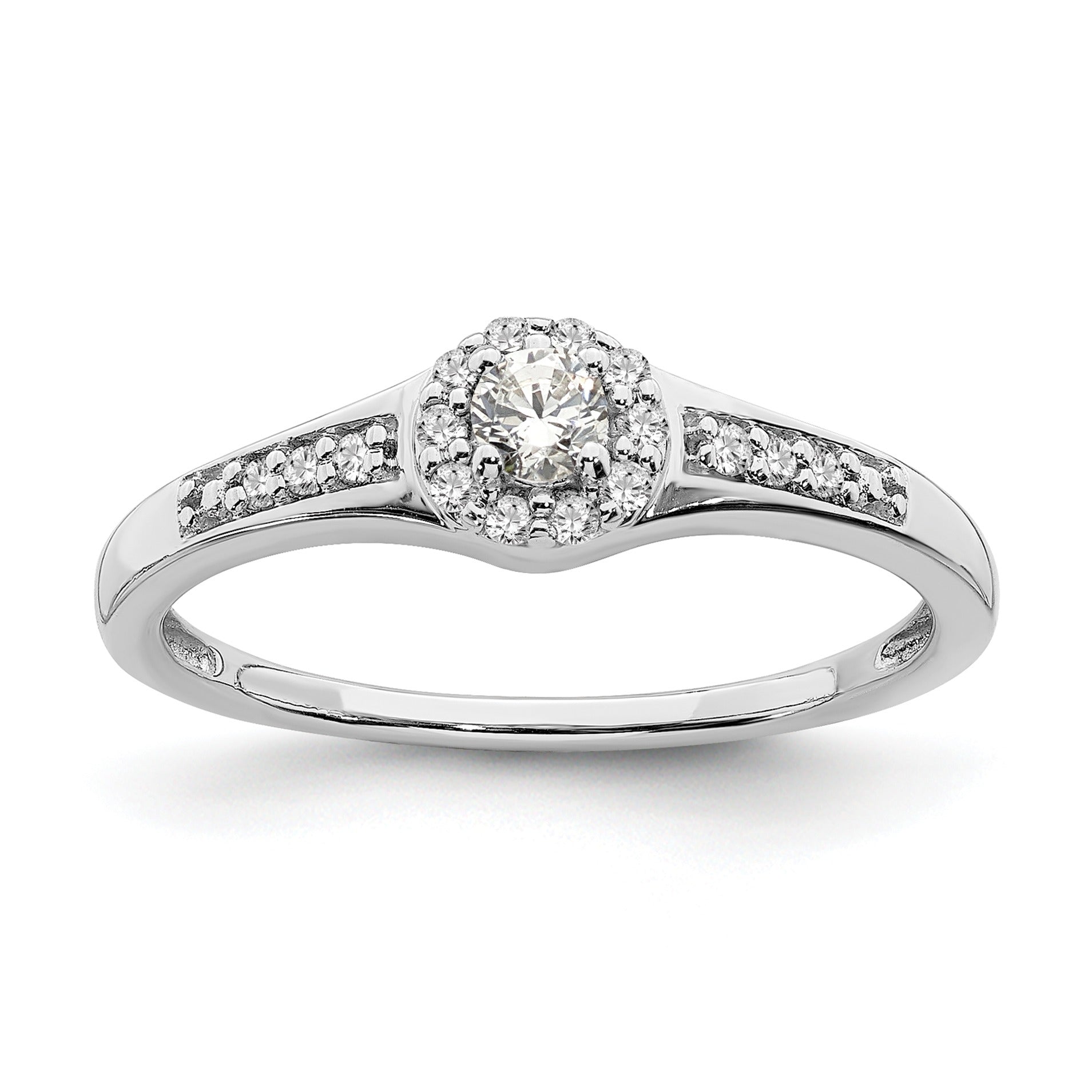 Lab Grown Diamond Cluster Engagement Ring 10K White Gold 0.2 Ct