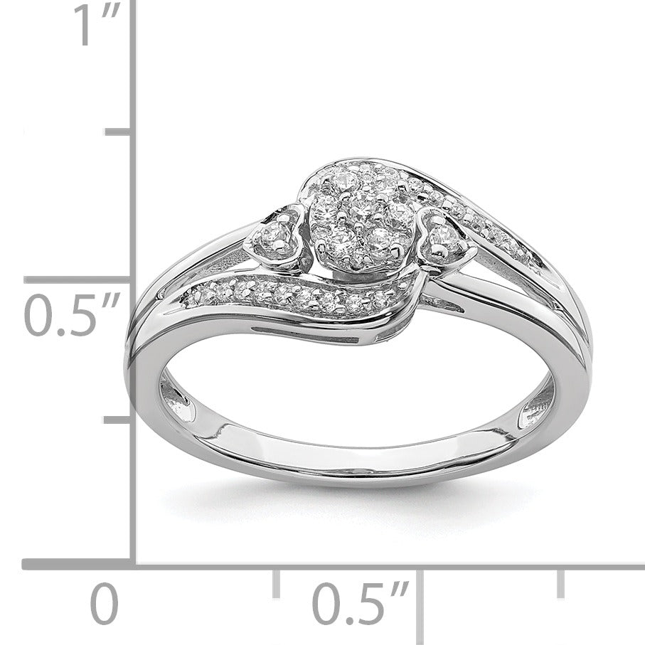 10K White Gold Lab Grown Diamond Cluster Engagement Ring