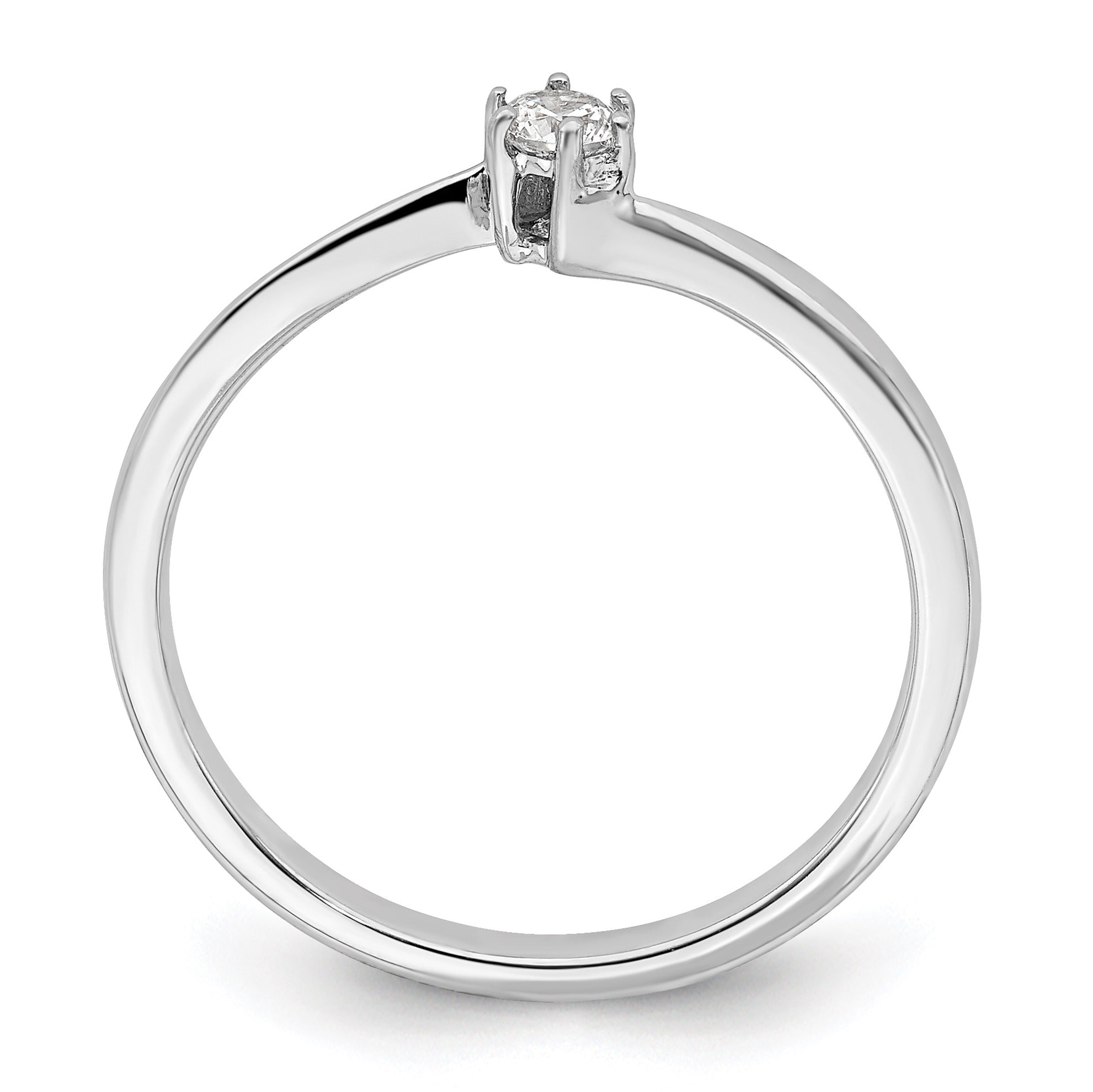 14K White Gold Lab Grown Diamond Petite Round Engagement Ring