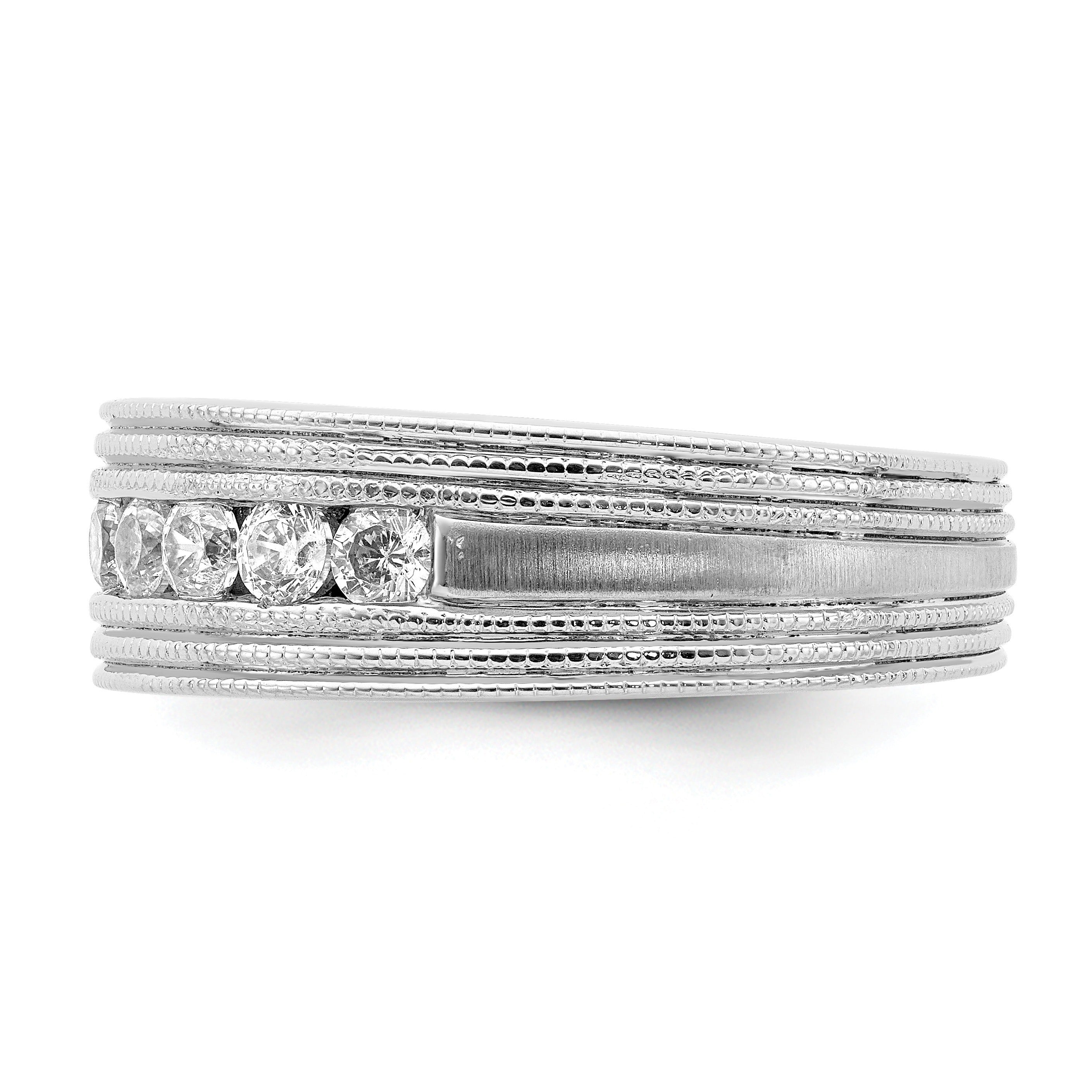 5/8 ct Lab Grown Diamond Seven Stone Men's Band Ring 14k White Gold