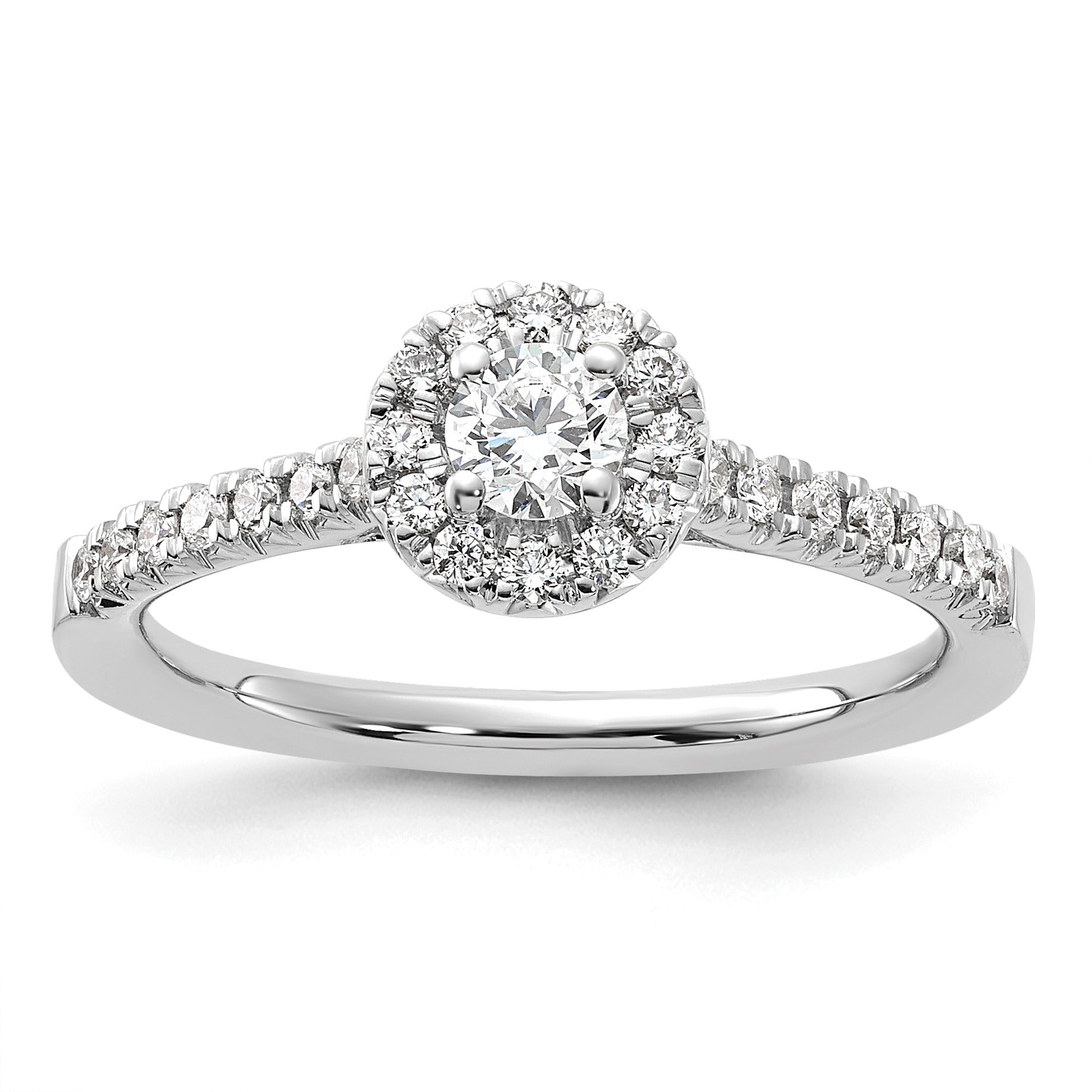 Lab Grown Diamond Halo Pave Ring 14K White Gold