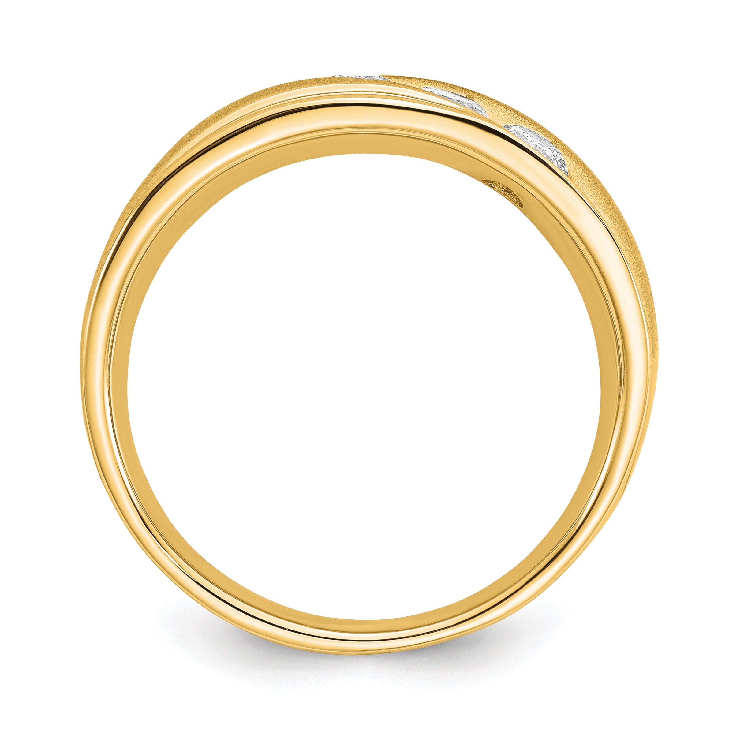 Lab Grown Diamond Three Stone Wedding Band Men Ring