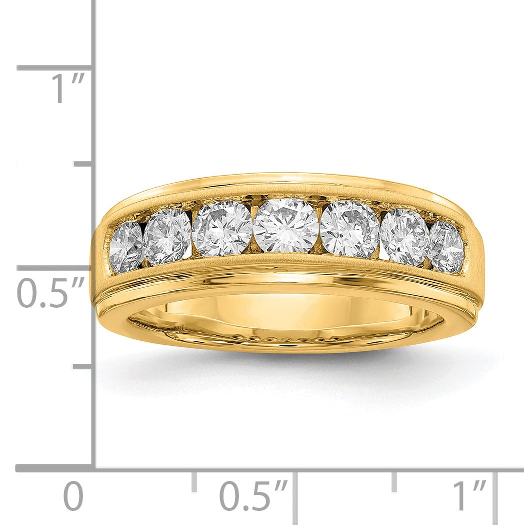 10K Yellow Gold Lab Grown Diamond Seven Stone Men's Wedding Band Ring