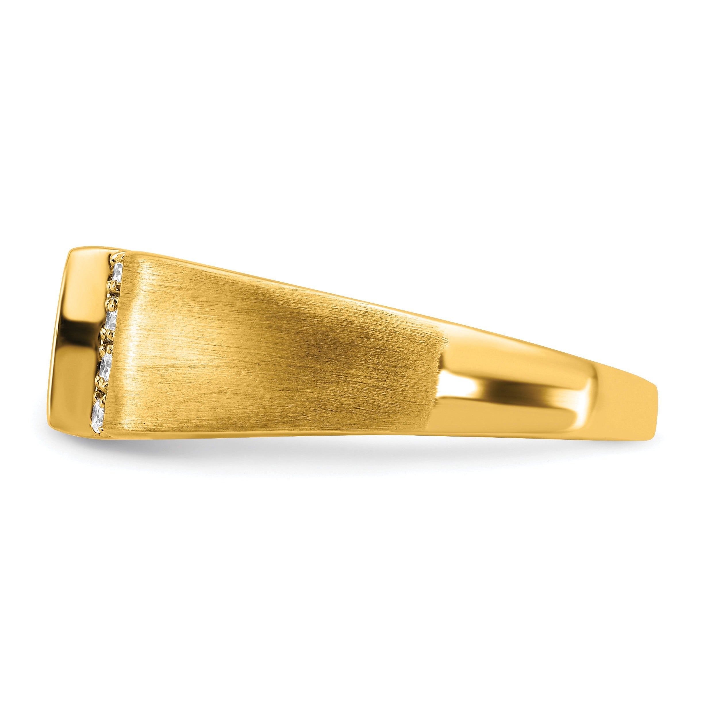 14k Yellow Gold 1/8 ct Lab Grown Diamond and Onyx Men's Ring