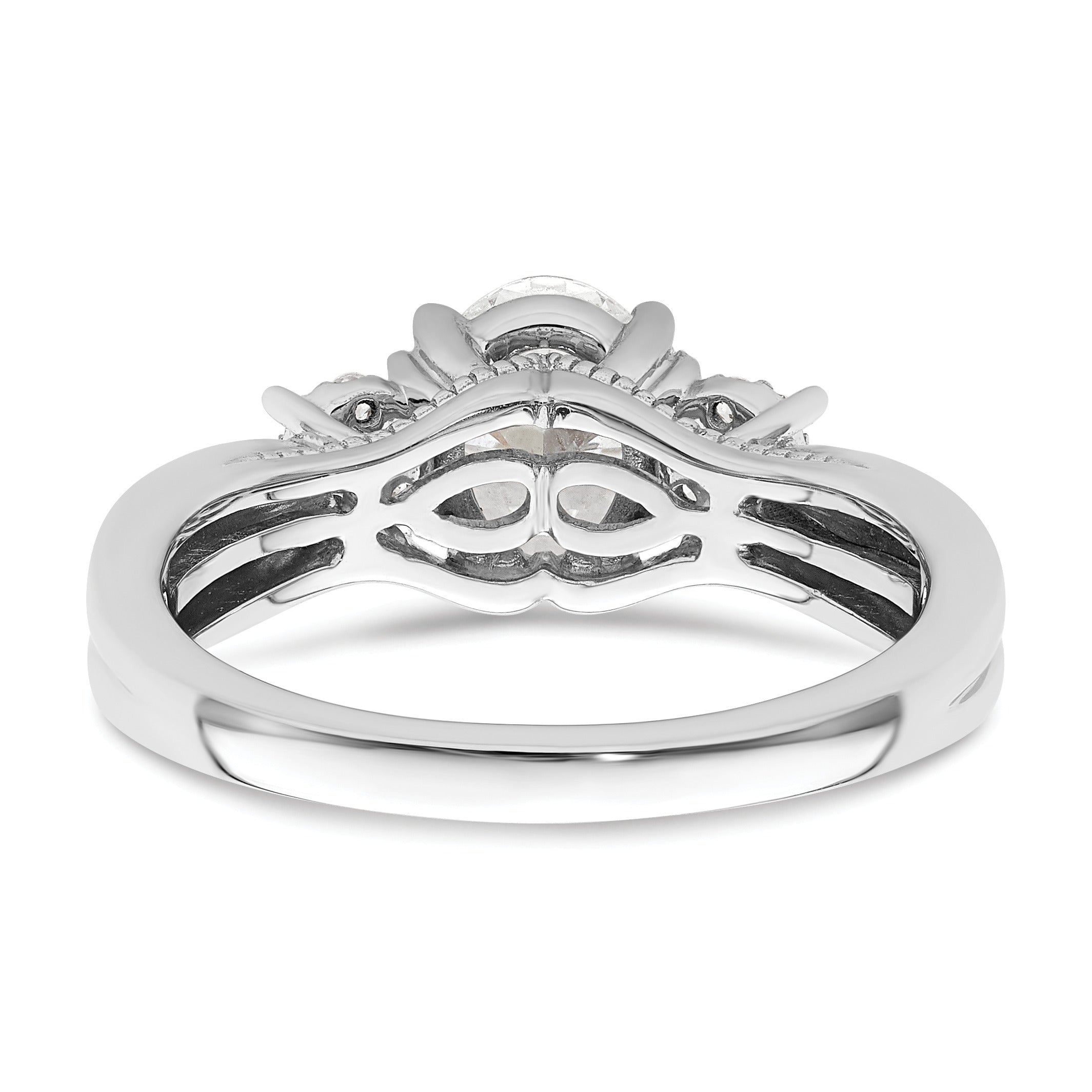 14K White Gold Lab Diamond 3-Stone Semi Mount Engagement Ring 1 Ct