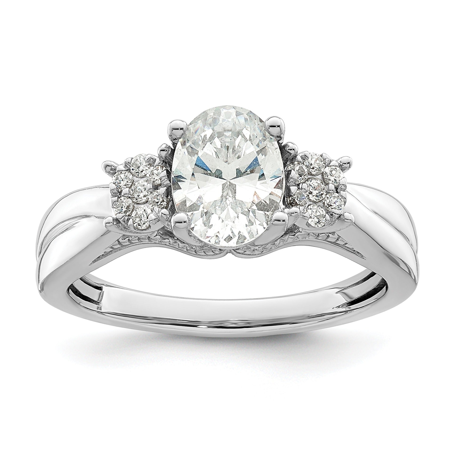14K White Gold Lab Diamond 3-Stone Semi Mount Engagement Ring 1 Ct