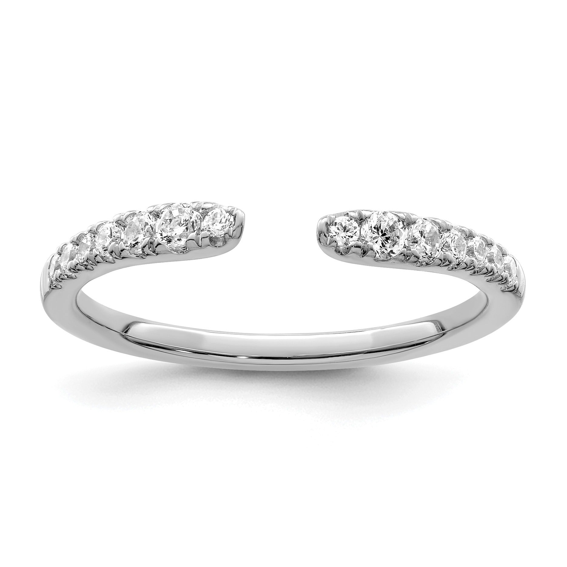 Round Lab Grown Diamond Pavé 14K White Gold Open Cuff Wedding Enhancer Band