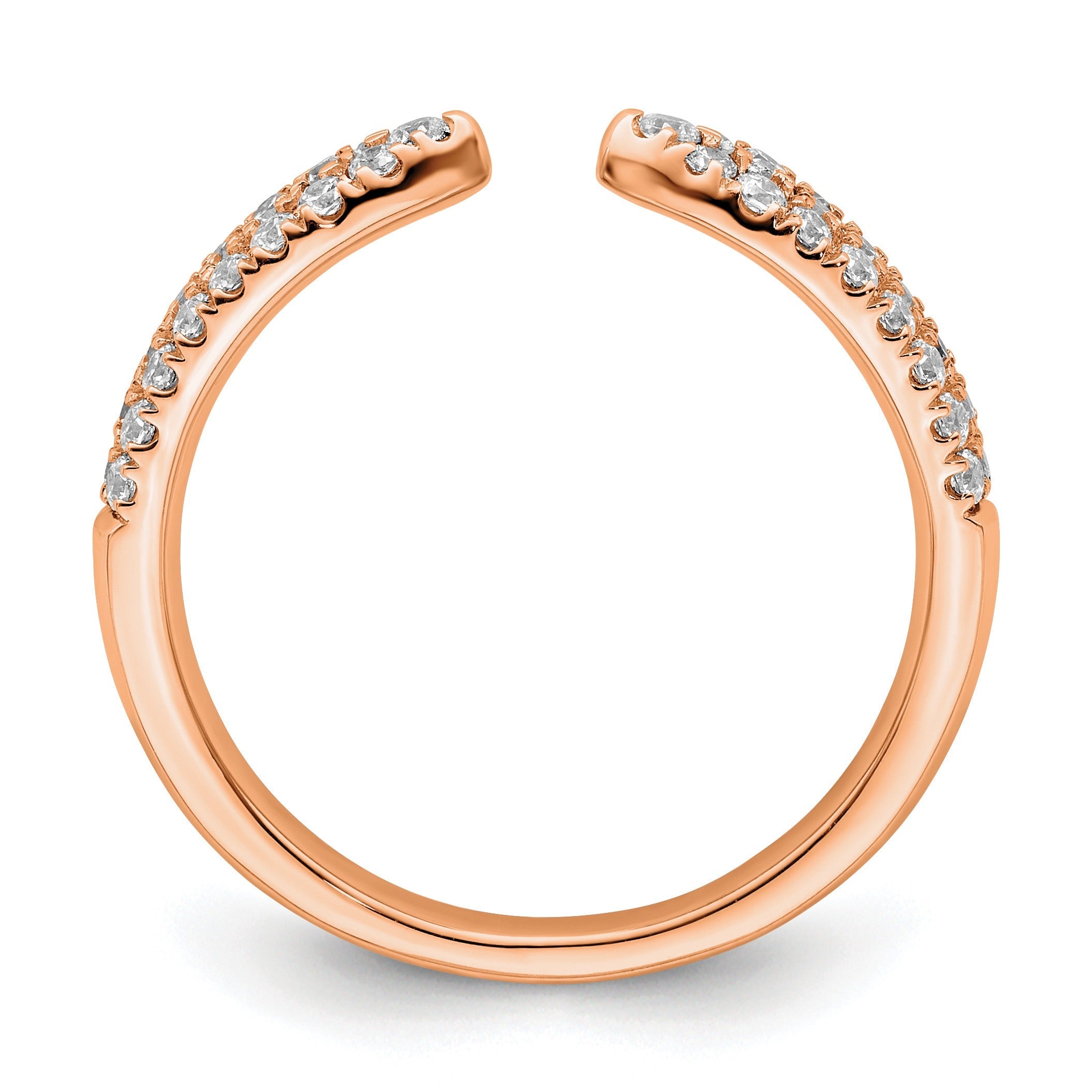 IGI Certified 0.50 Ct Round Lab Diamond Pavé 14K Rose Gold Open Cuff Wedding Enhancer Band