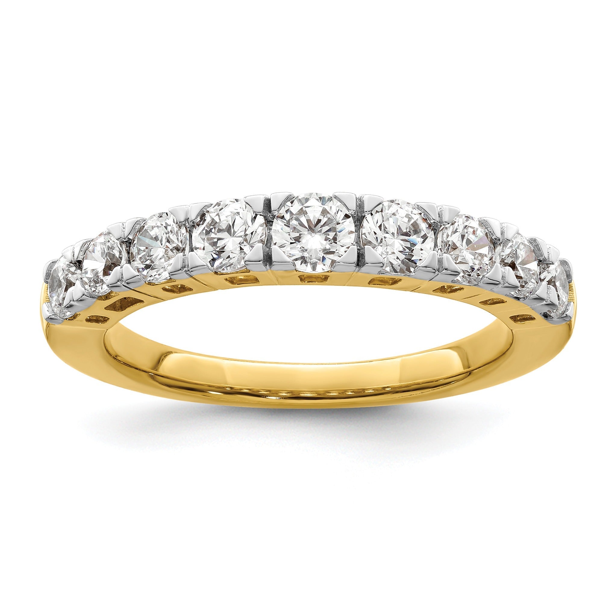 IGI Certified 1 Ct Round Lab Grown Diamond Prong 14K Yellow Gold Fashion Enhancer Ring