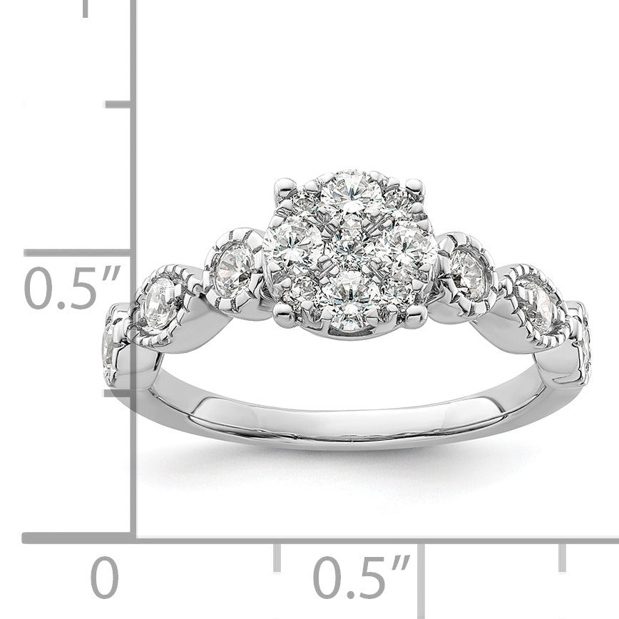 Lab Grown Diamond Cluster Engagement Ring 14K White Gold