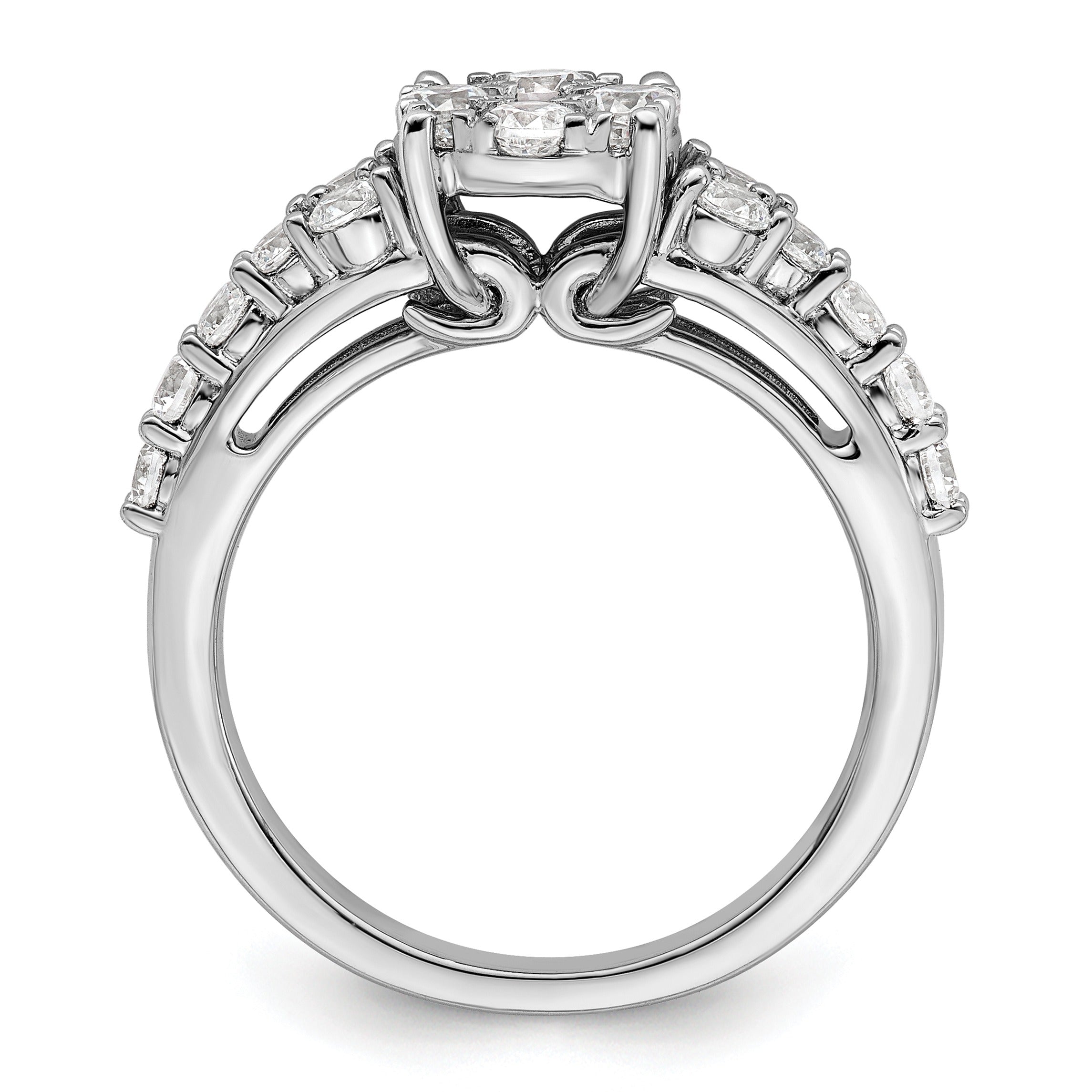 White Gold 1 carat Lab Grown Diamond Cluster Engagement Ring
