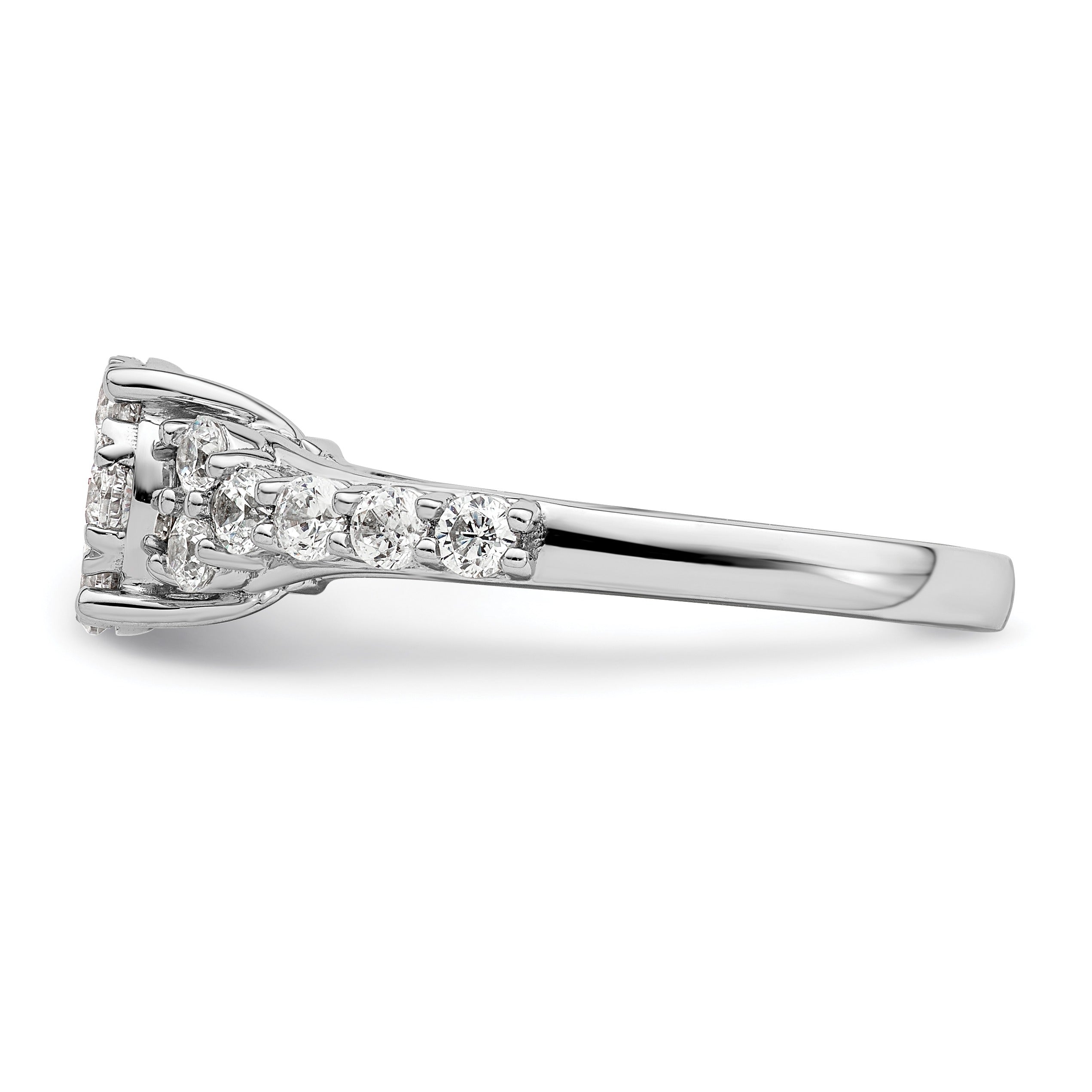 White Gold 1 carat Lab Grown Diamond Cluster Engagement Ring