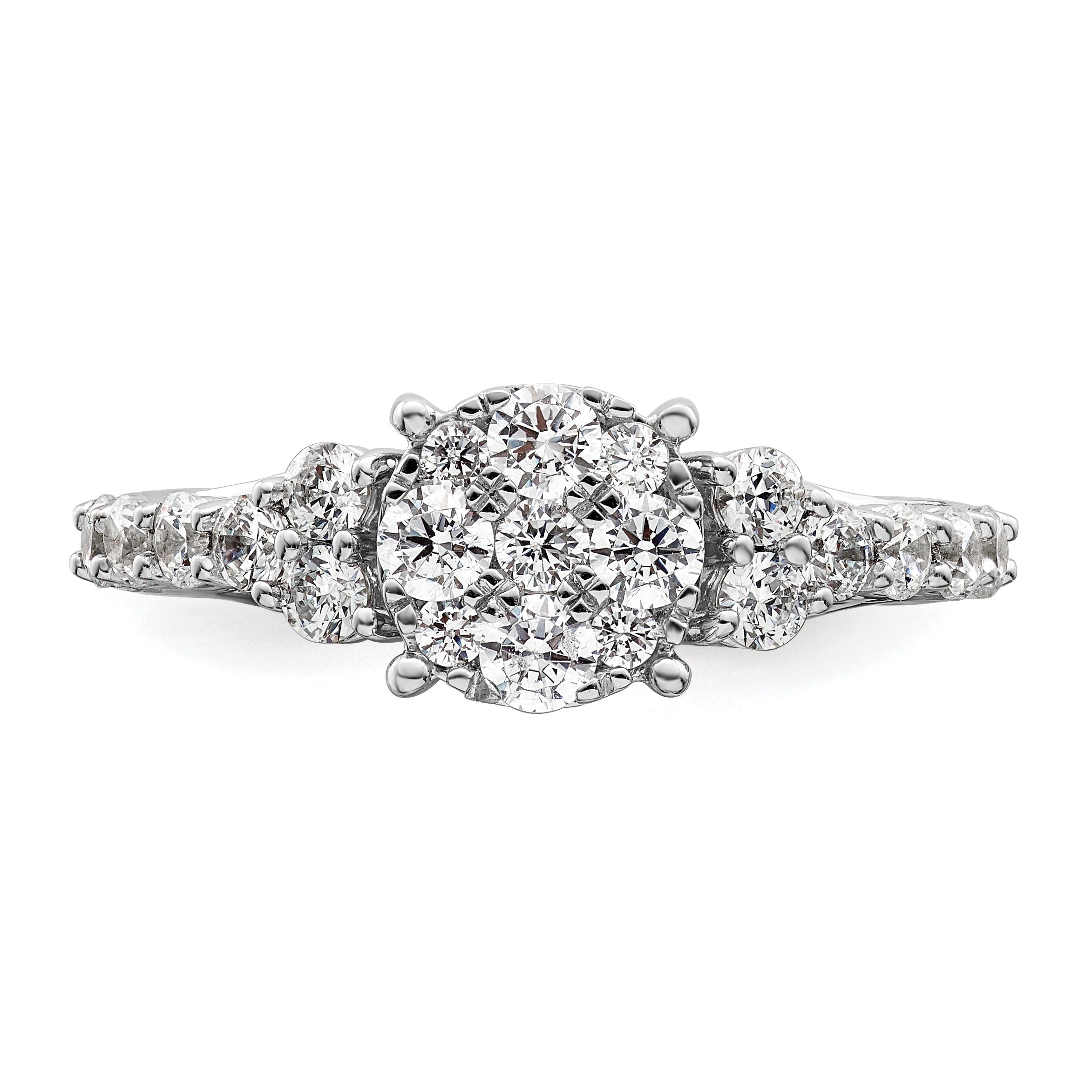 White Gold 1 carat Lab Grown Diamond Cluster Engagement Ring