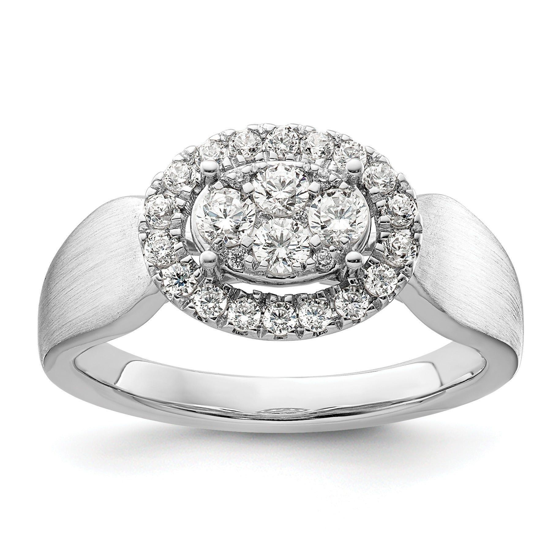 14k White Gold Lab Grown Diamond Cluster Engagement Ring