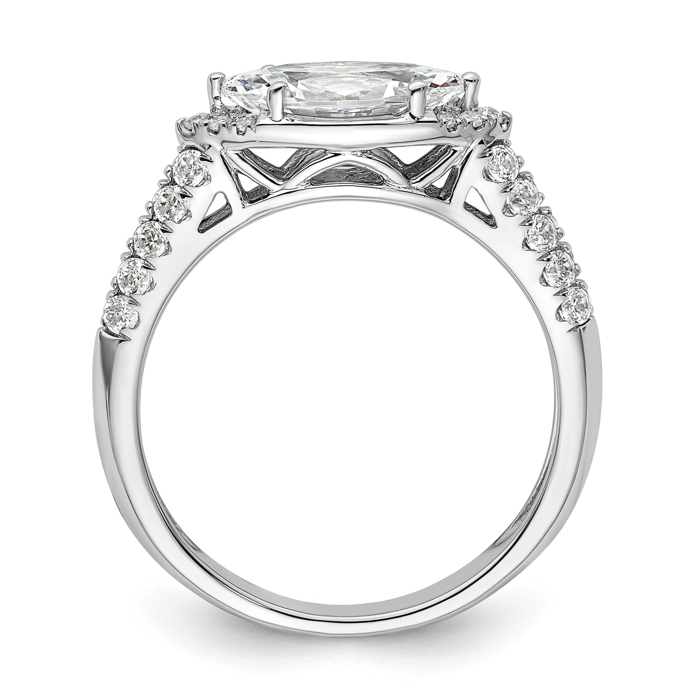 14k White Gold Lab Grown Diamond Engagement East West Ring Semi Mount