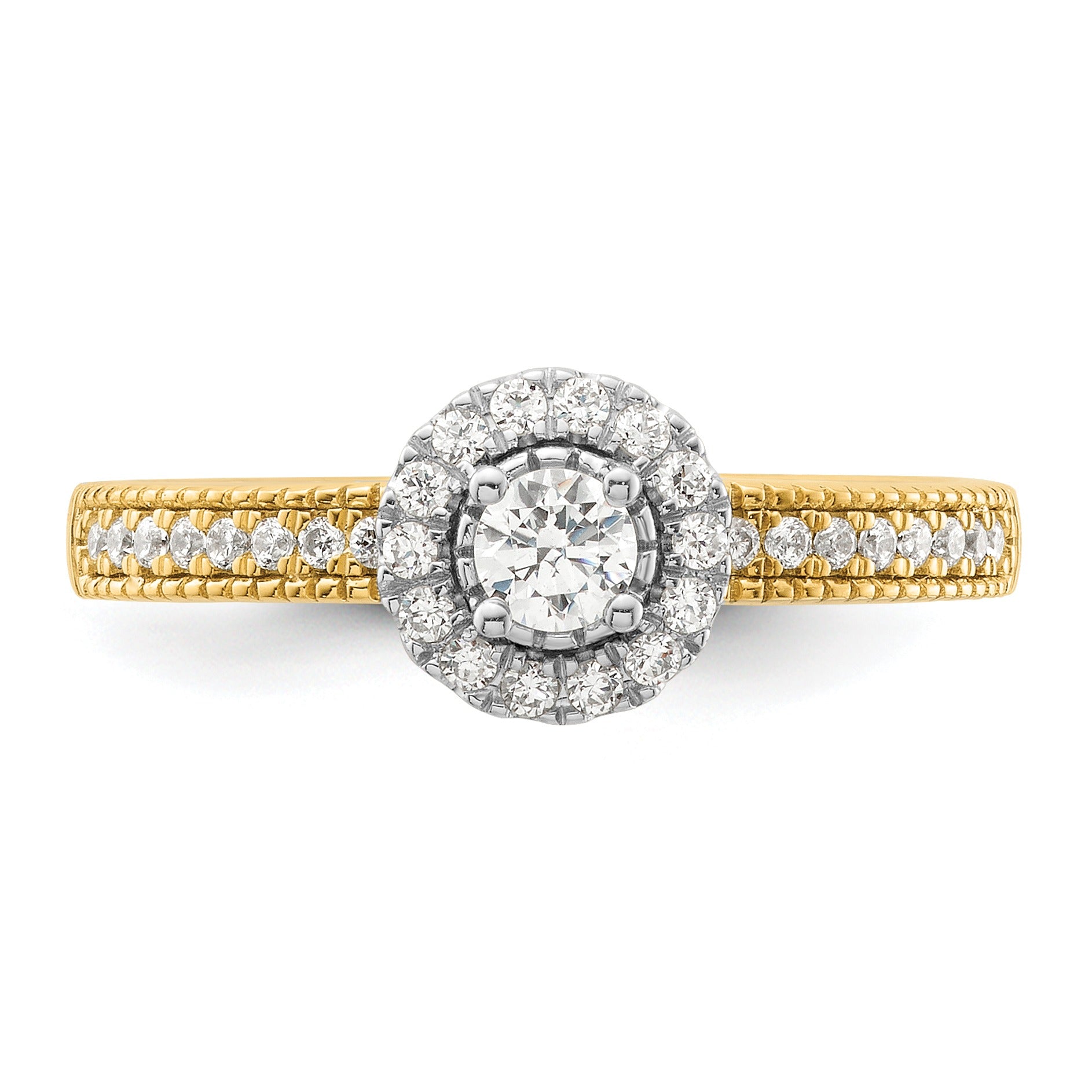 Two-Tone Lab Grown Diamond Halo Pave Ring