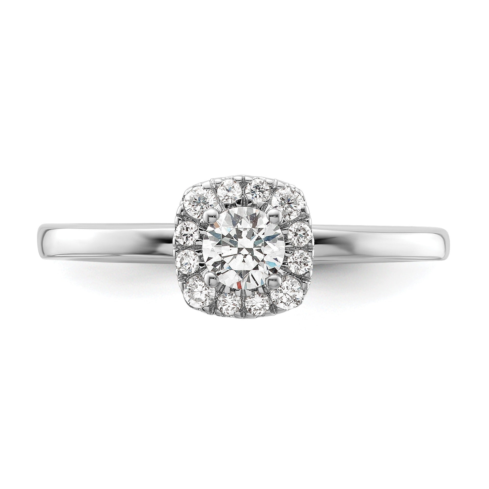 14k White Gold Lab Grown Diamond Petite Halo Engagement Ring
