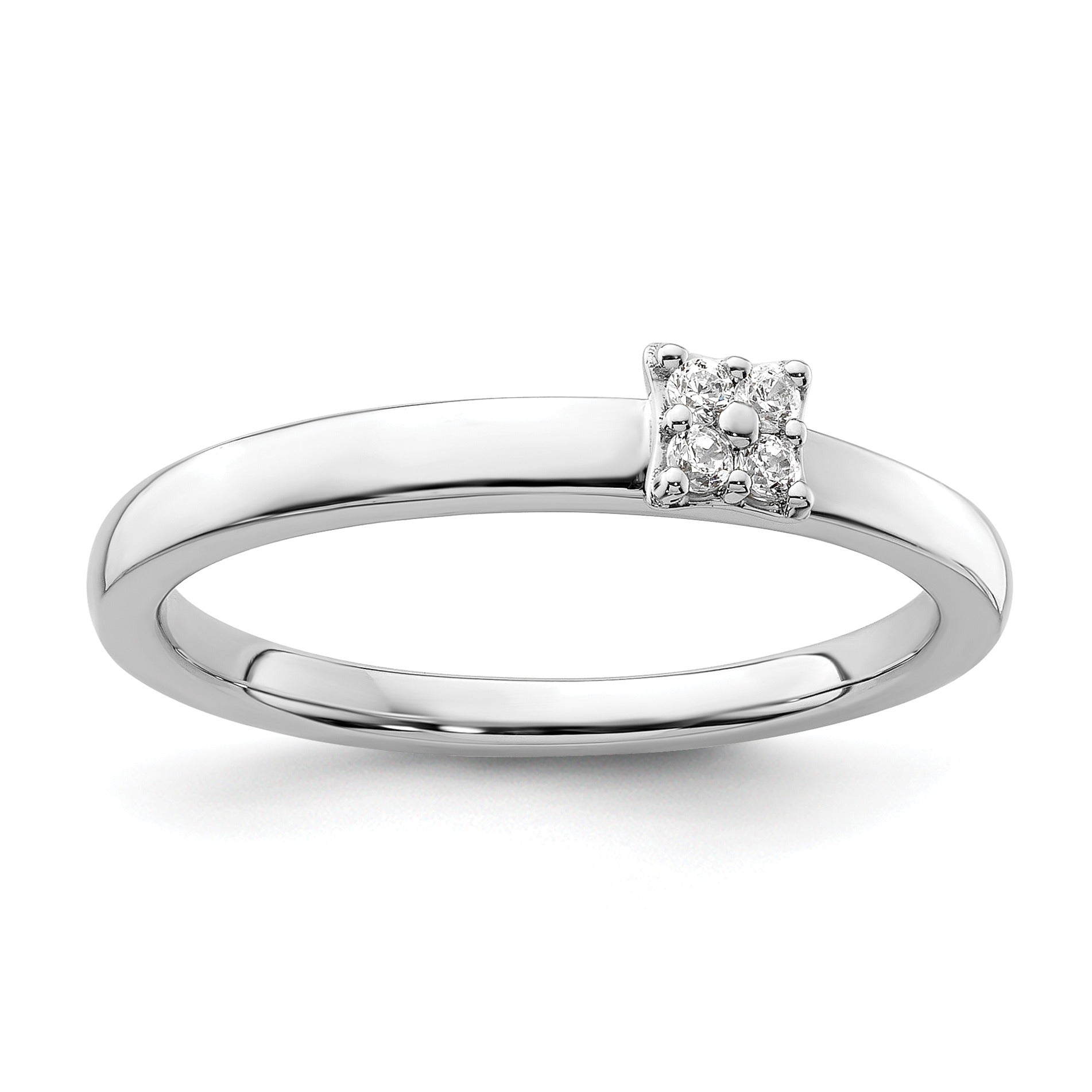 0.05 Ct Round Lab Grown Diamond Cluster 14K White Gold Two Promise Enhancer Band