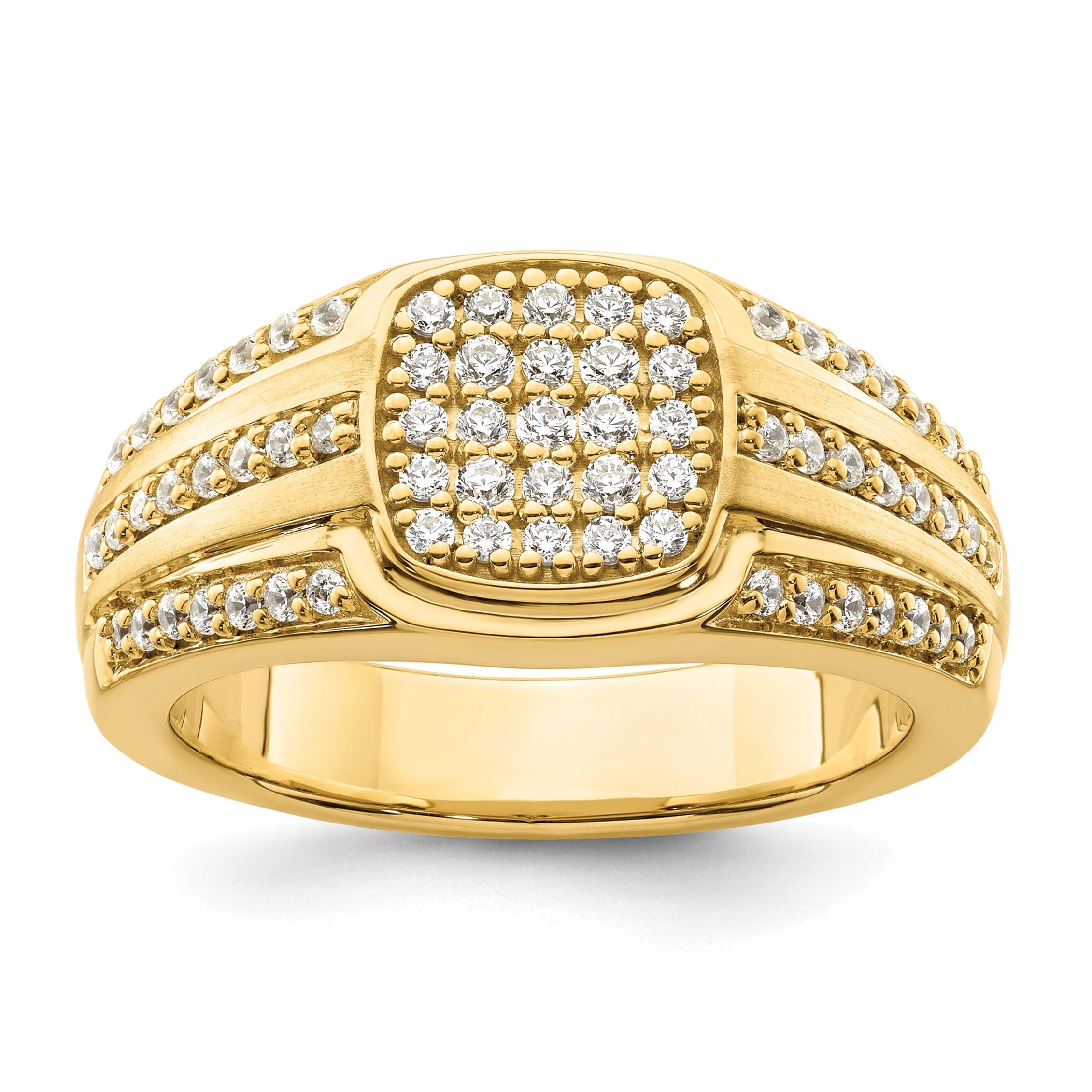 3/4 ct Lab Grown Diamond Men's Pave Cluster Ring 14k Gold