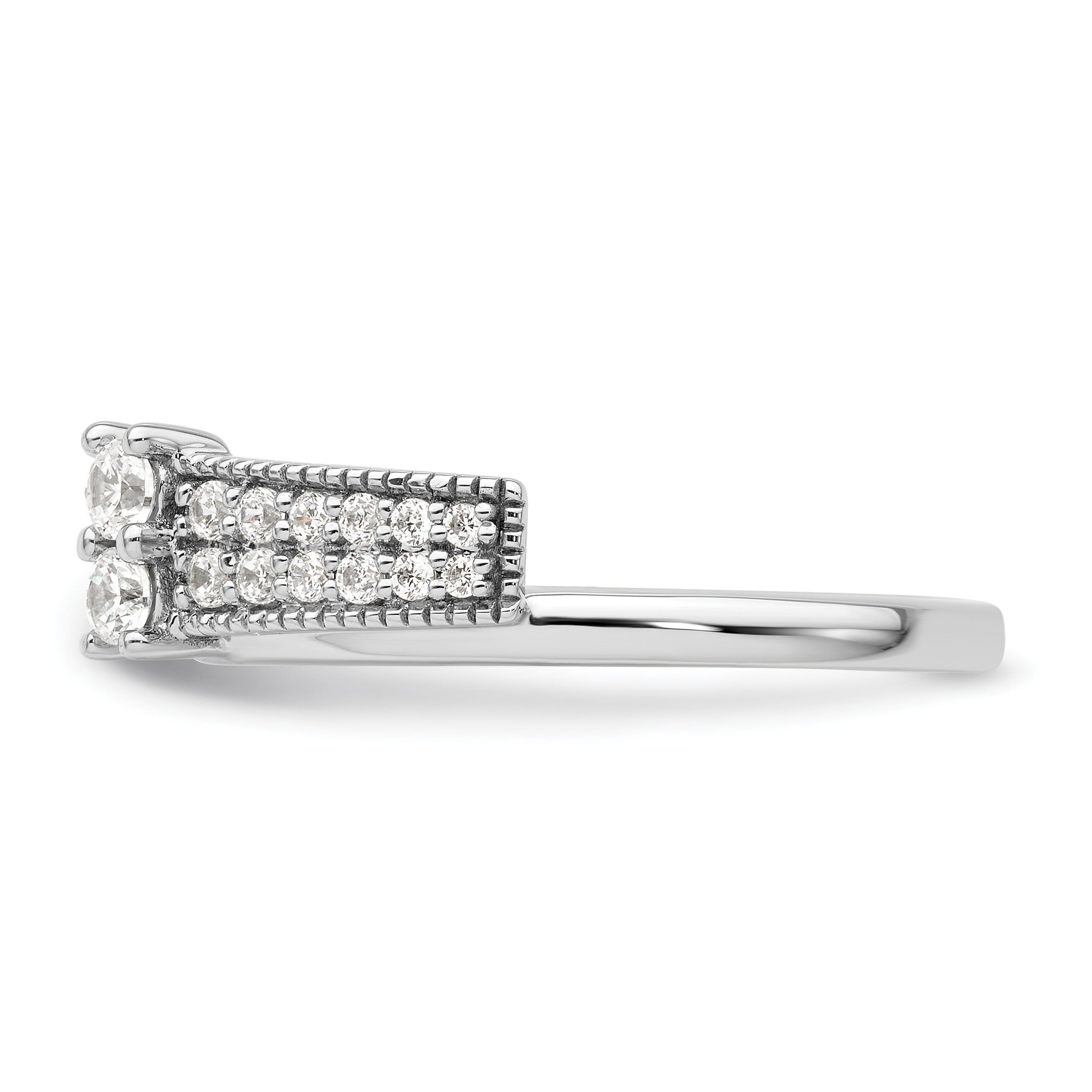 IGI Certified 0.50 Ct Round Lab Grown Diamond Pavé 14K White Gold Double Row Ring Wrap Enhancer Band