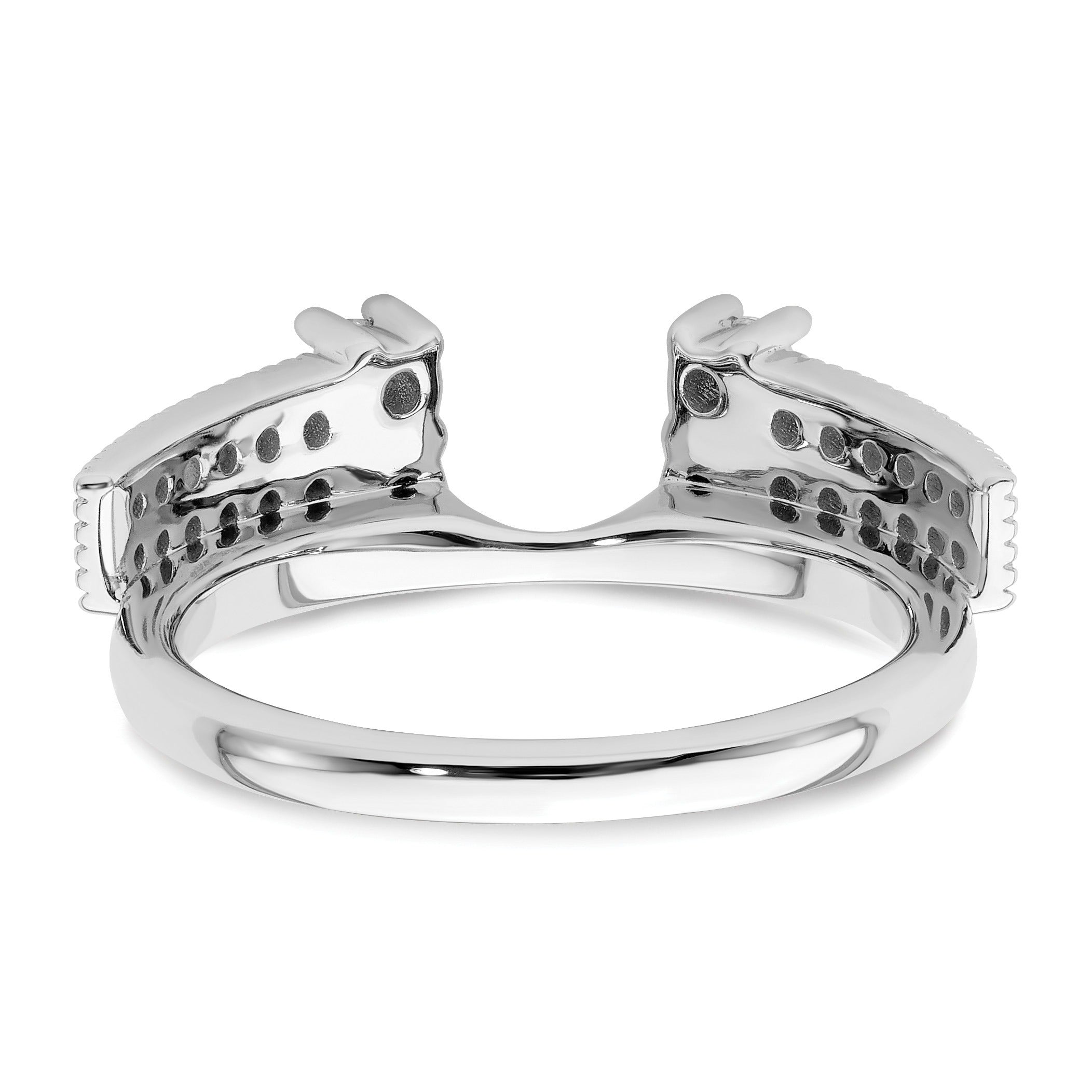IGI Certified 0.50 Ct Round Lab Grown Diamond Pavé 14K White Gold Double Row Ring Wrap Enhancer Band