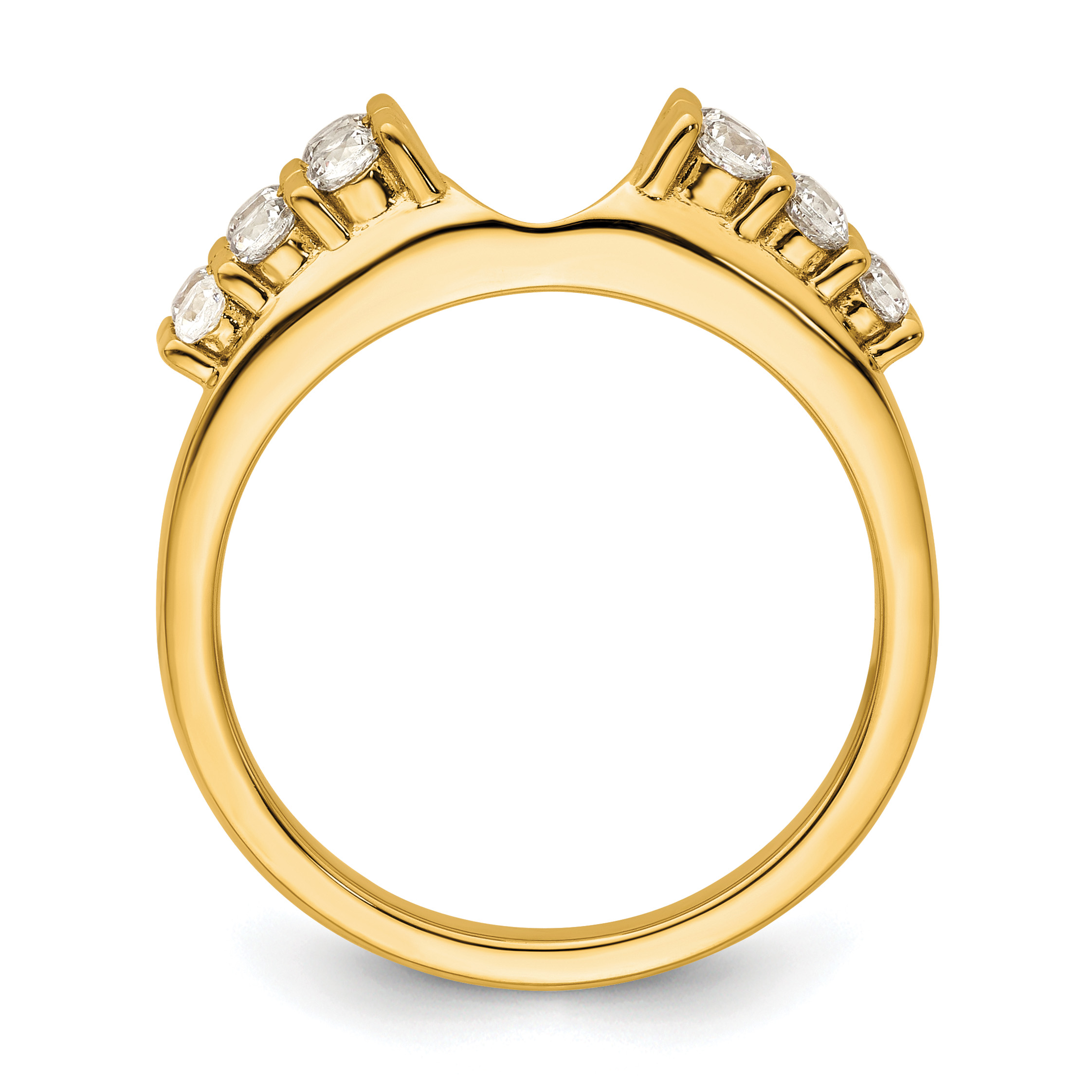 IGI Certified 0.50 Ct Round Lab Diamond Bar 14K Yellow Gold Double Row Ring Wrap Enhancer Band
