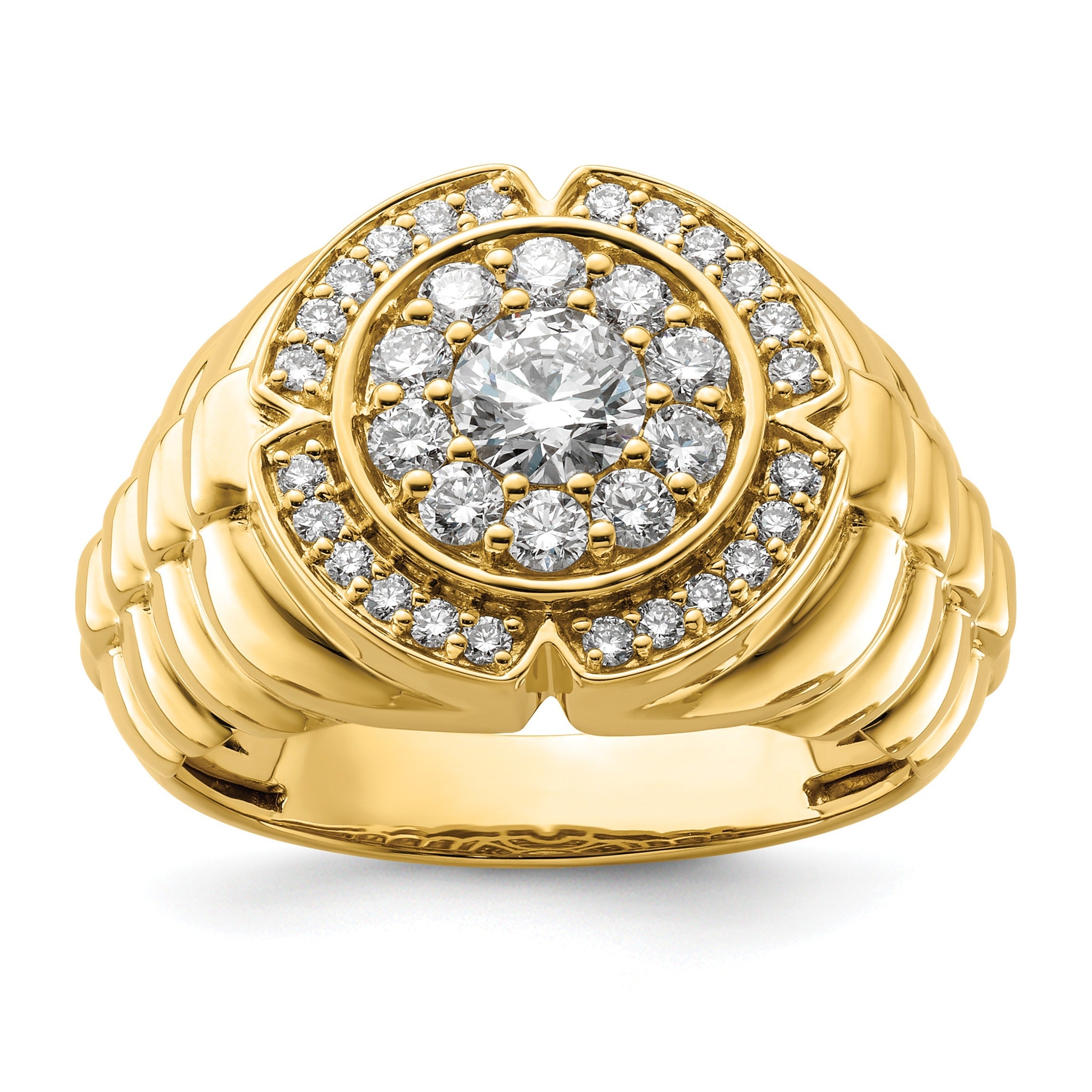 1 1/5 ct Lab Grown Diamond Men's Cluster Ring 10k Gold