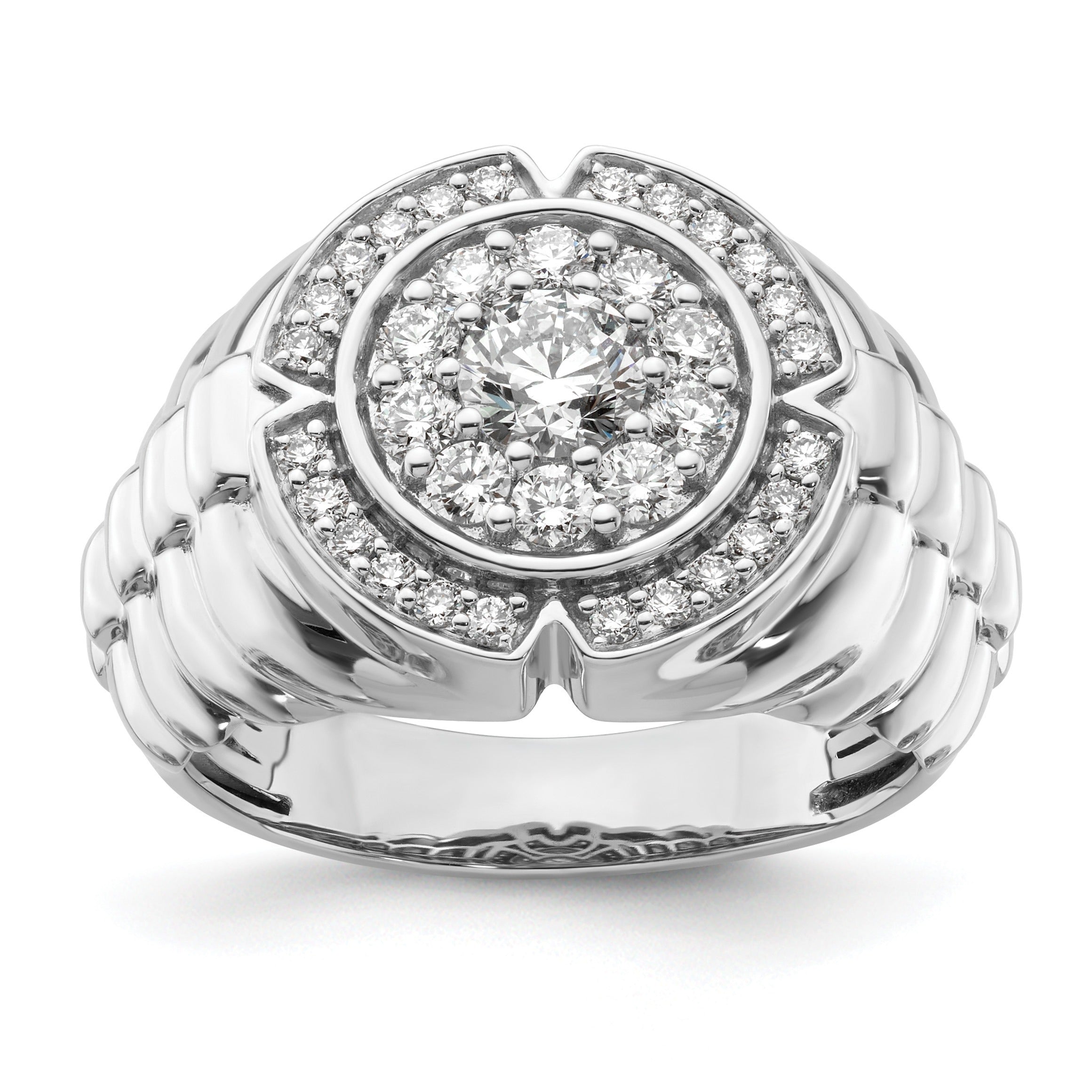 1 1/5 ct Lab Grown Diamond Men's Cluster Ring 10k Gold