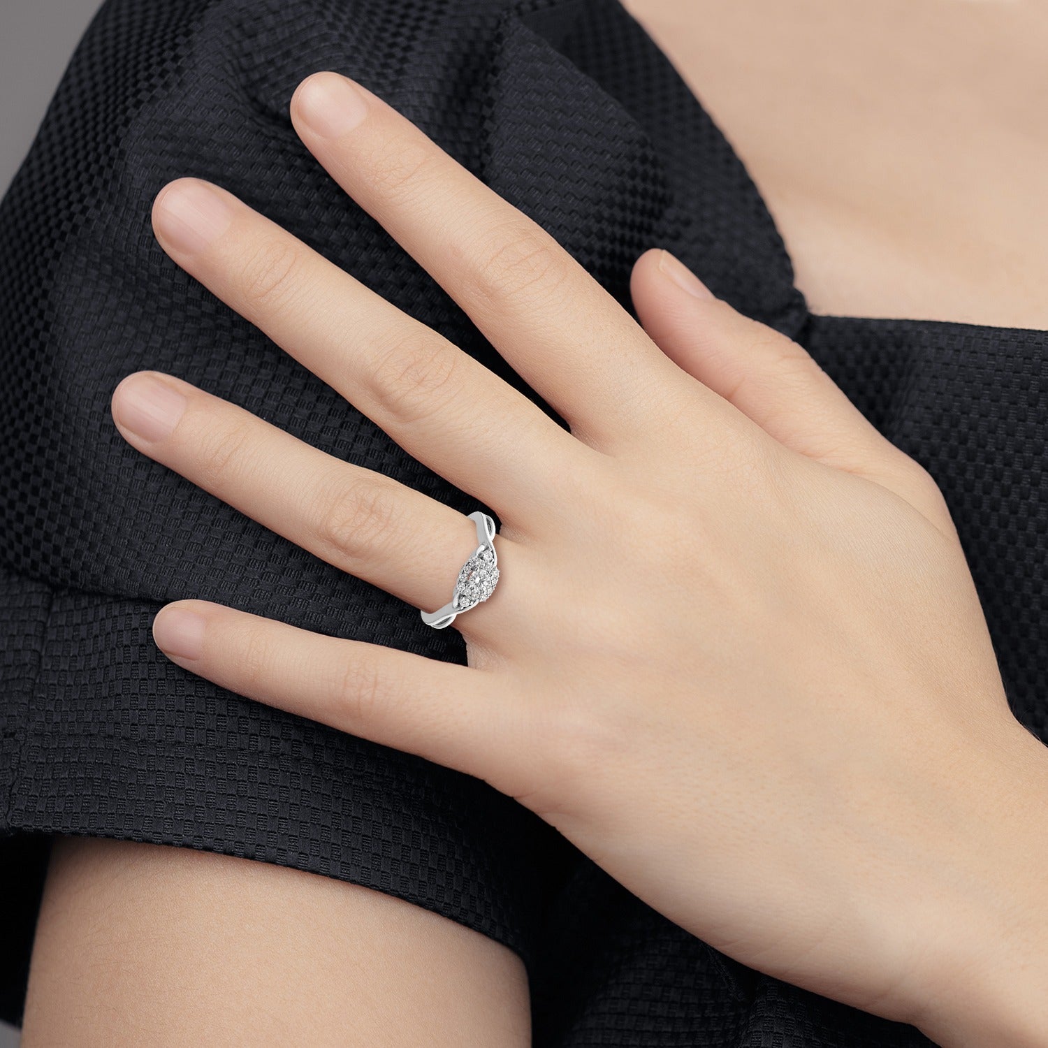14k White Gold Lab Grown Diamond Bypass Engagement Ring