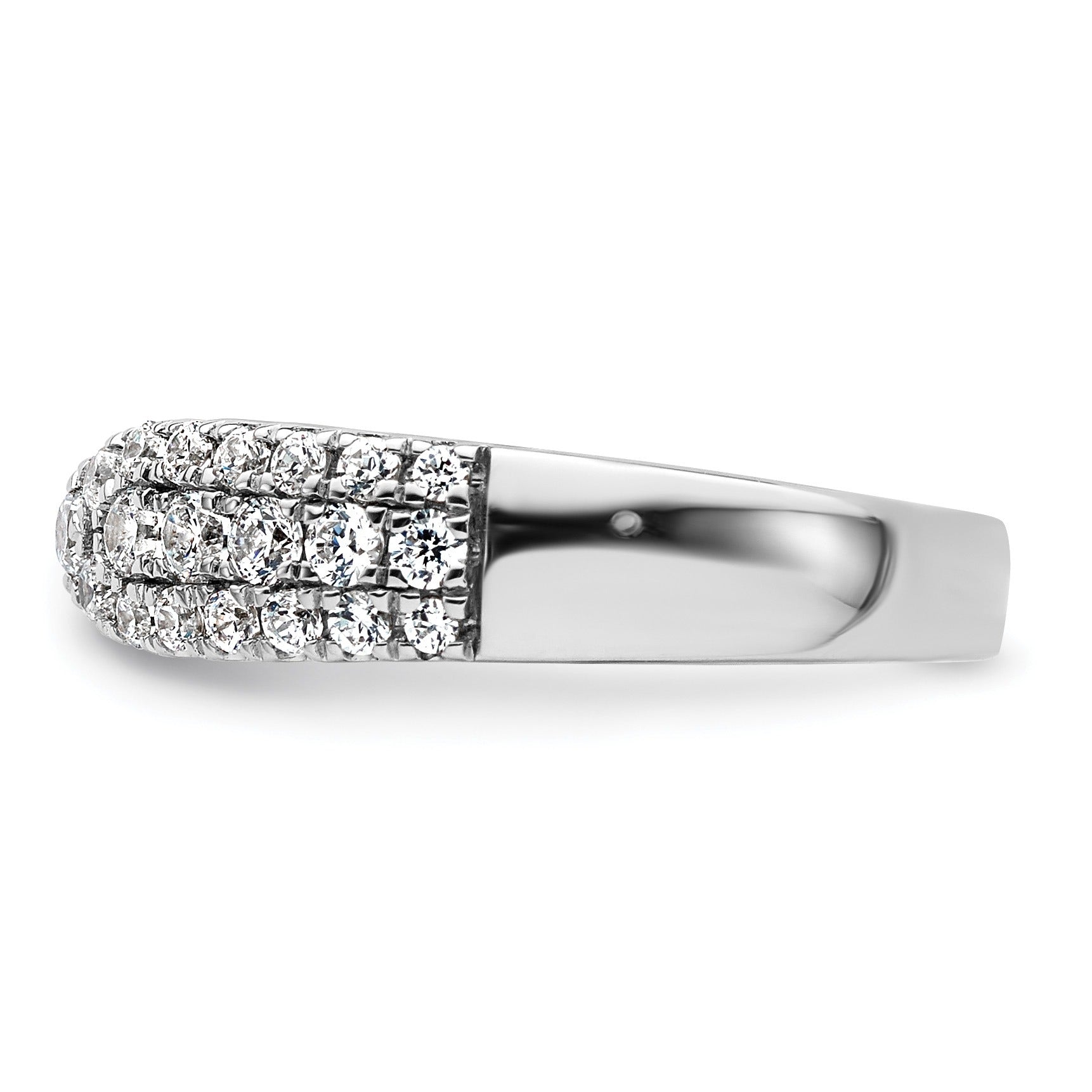 IGI Certified 0.75 Ct Round White Lab Grown Diamond Pavé 14K White Gold Wedding Band Enhancer