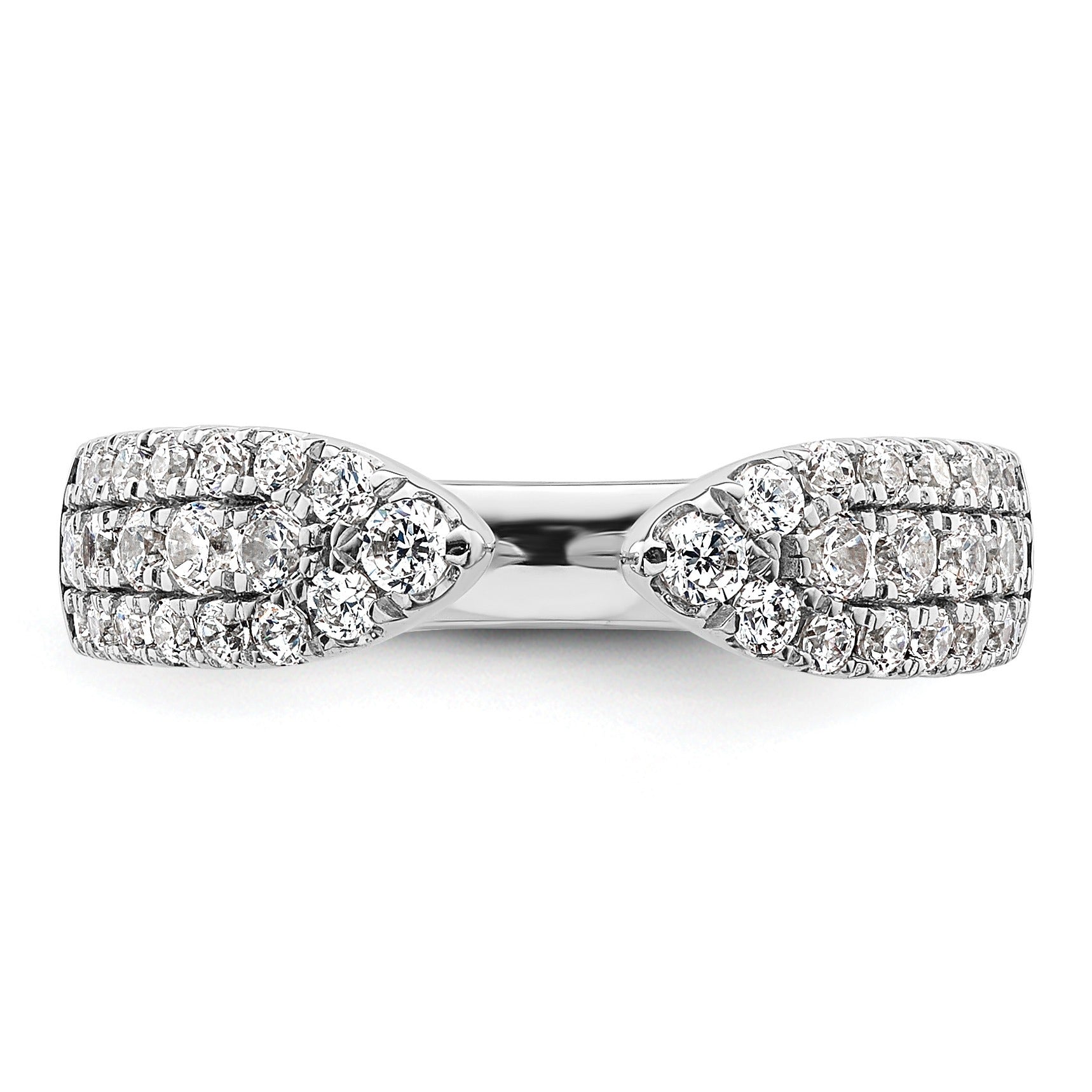 IGI Certified 0.75 Ct Round White Lab Grown Diamond Pavé 14K White Gold Wedding Band Enhancer