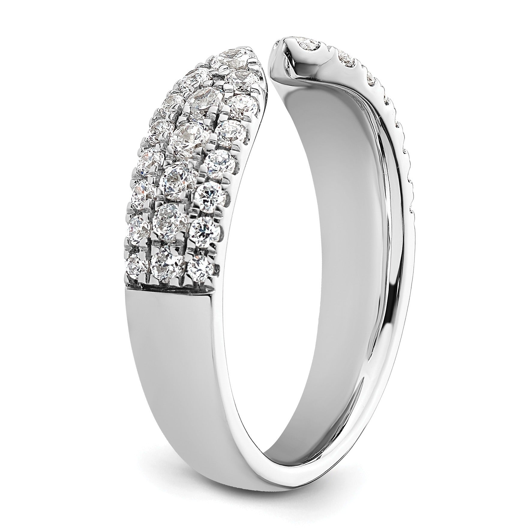 IGI Certified 0.75 Ct Round White Lab Grown Diamond Pavé 14K White Gold Wedding Band Enhancer