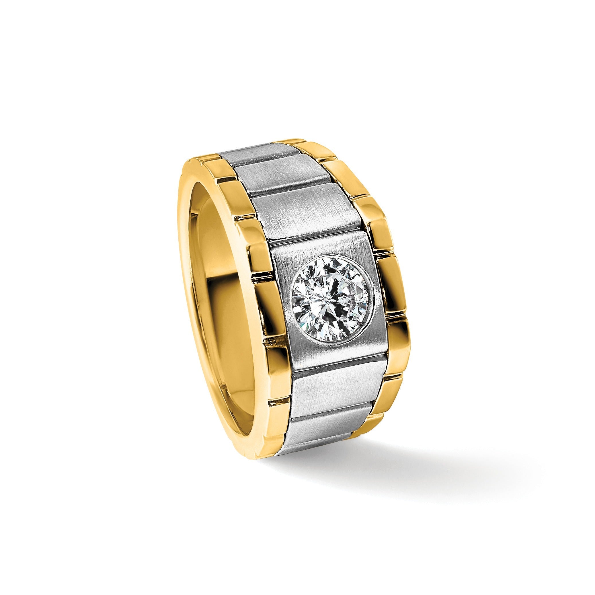 1 ct Lab Grown Diamond Men's Solitaire Ring 14K Two-Tone Gold
