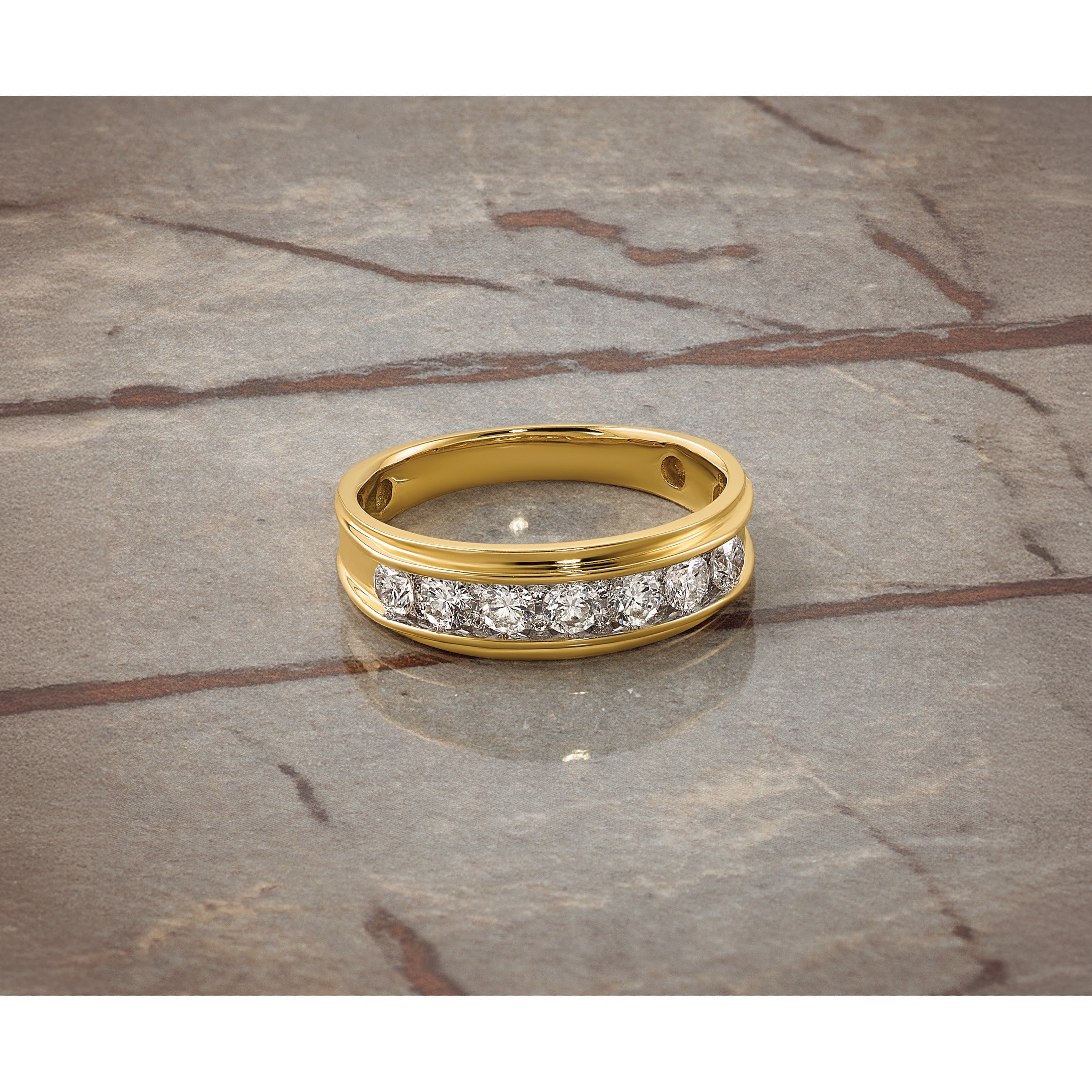 14k Gold 1 carat Lab Grown Diamond Seven Stone Men's Ring