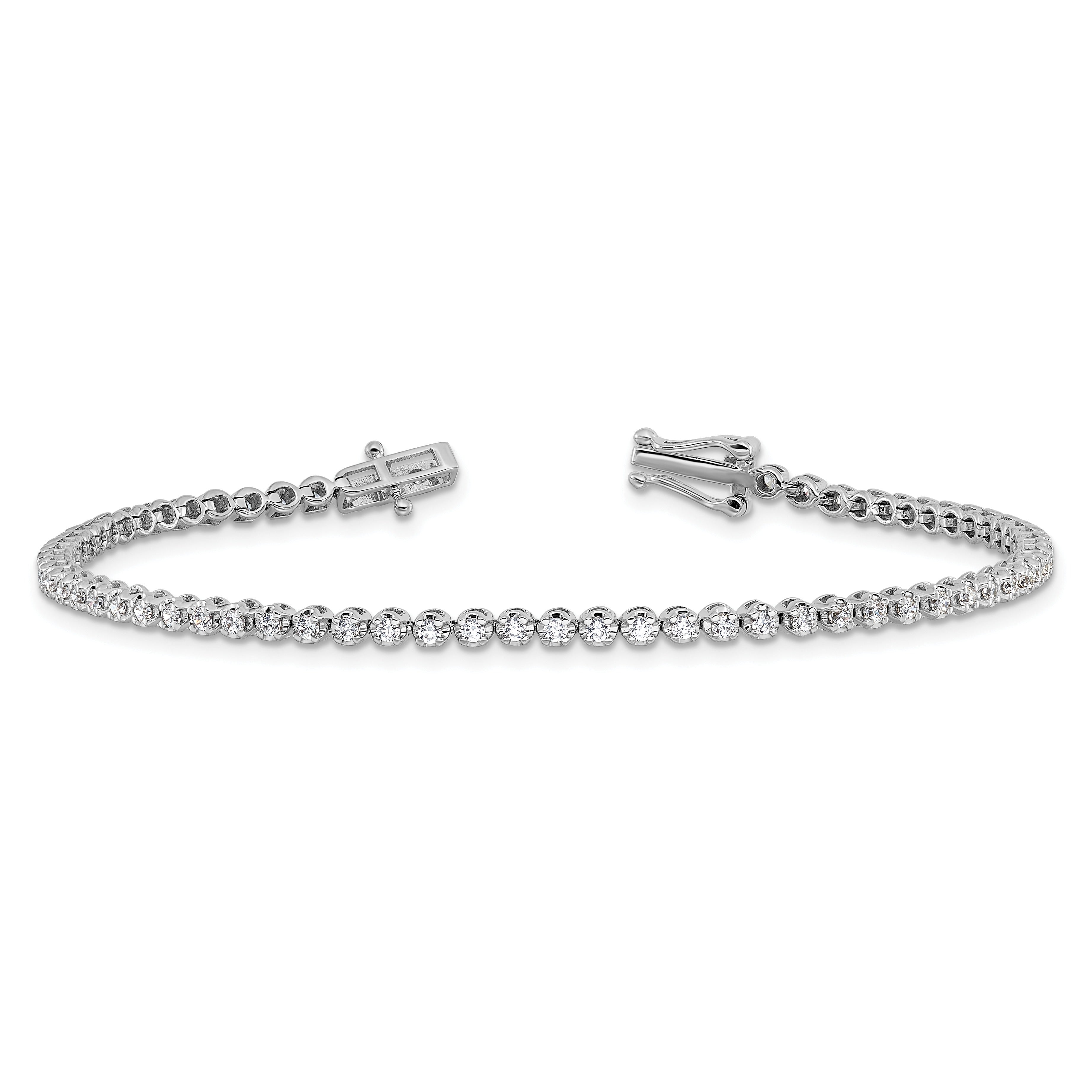 14k White Gold 1 carat Lab Diamond Round Tennis Bracelet